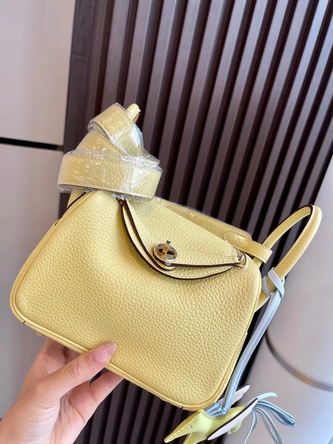 Мини-яйцо Hermes Lindy 1 унция с желтком куриного яйца и золотой пряжкой