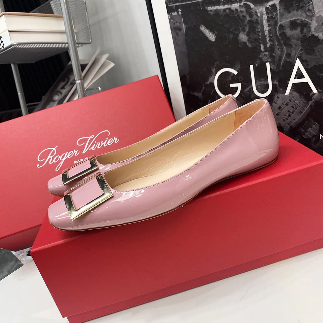 RV-Плоские туфли с квадратным носком, розово-фиолетовые