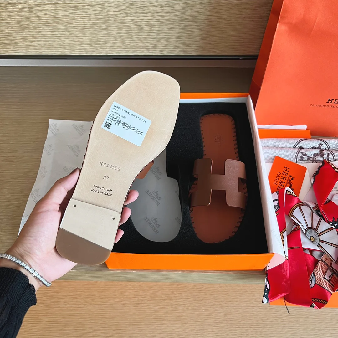 Тапочки Hermes-h Flat Slippers-9