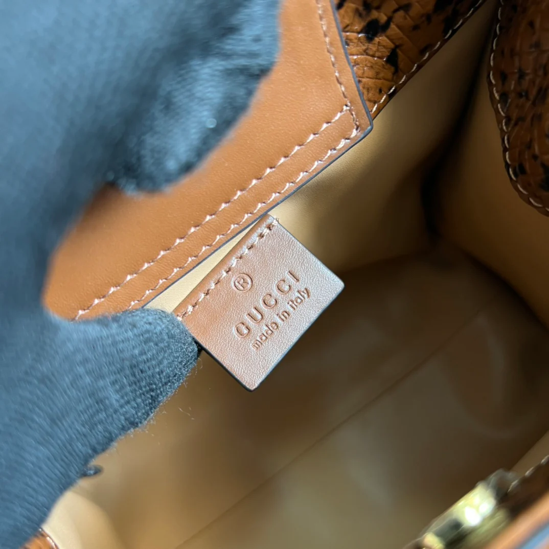 Сумка Gucci Bamboo - 20x16x10 см - Коричневая змеиная кожа