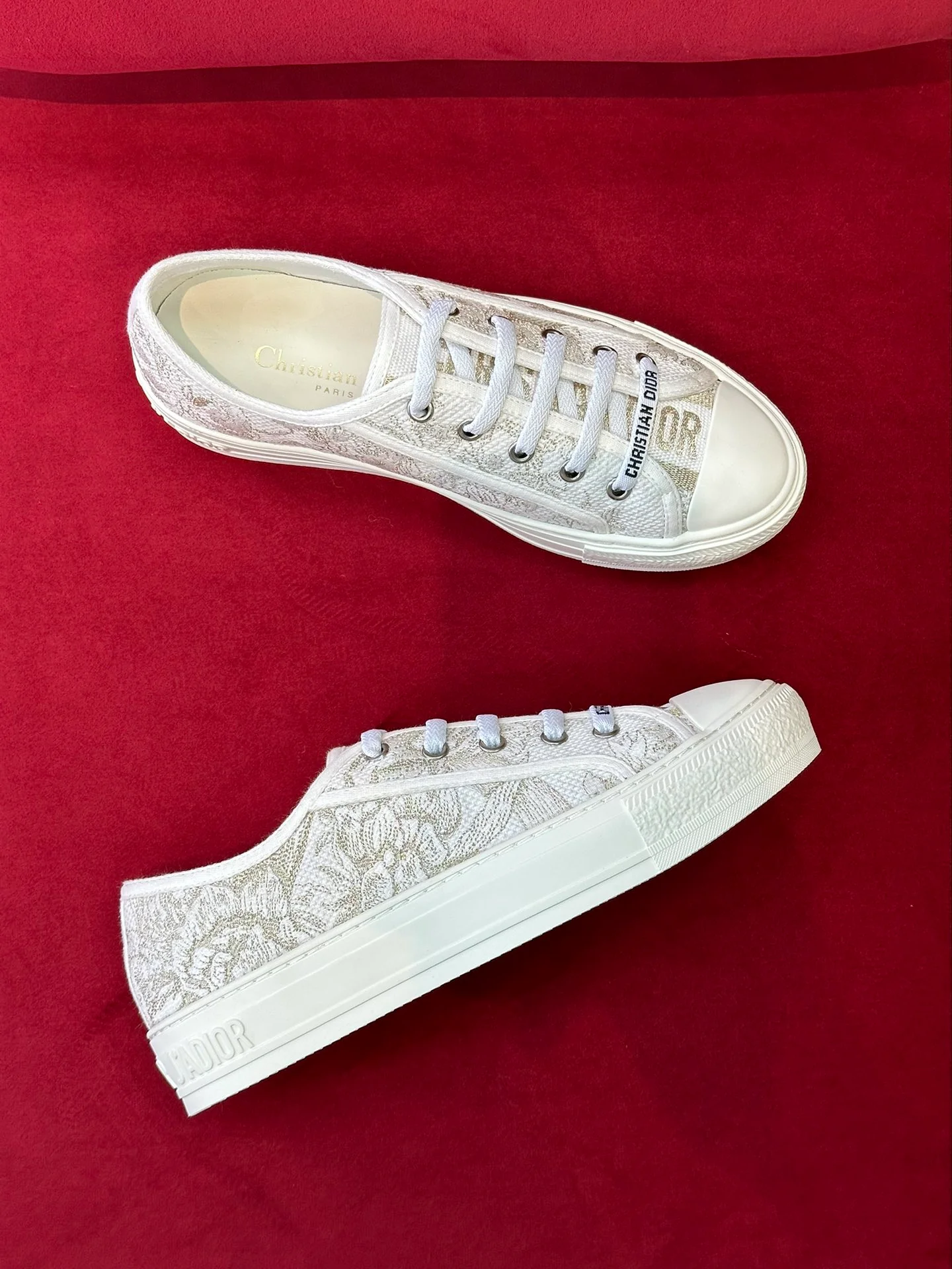 Кроссовки Dior весна/лето 2023, новый цвет - вышитые - белые