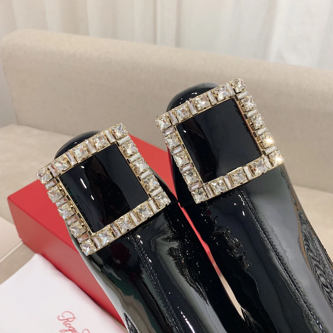 RV Shoes - 22ss - Ботильоны на массивном каблуке, украшенные стразами - Стиль Оуян Наны