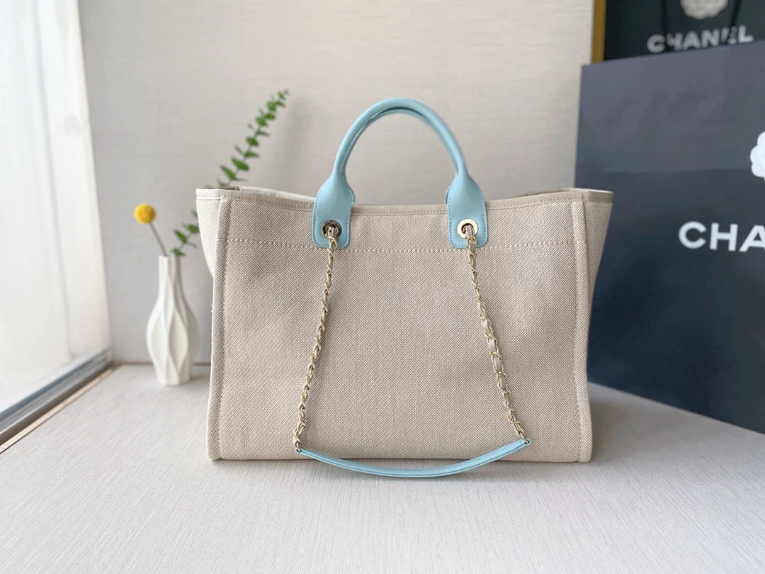 Пляжная сумка Chanel из коллекции Весна/Лето 2022 - Синяя - Большая