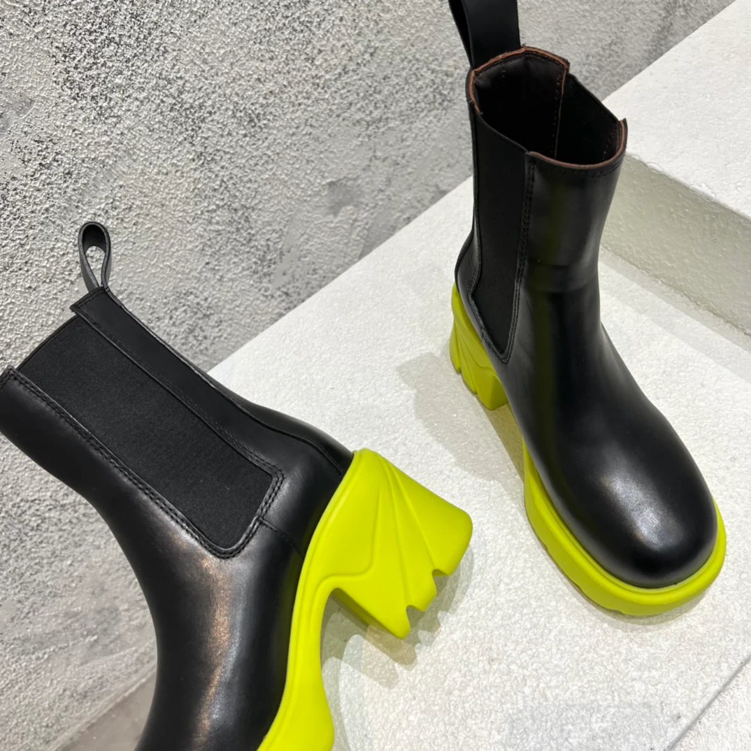 BV-22ss - Ботильоны на платформе до середины икры - Флуоресцентно-желтая подошва
