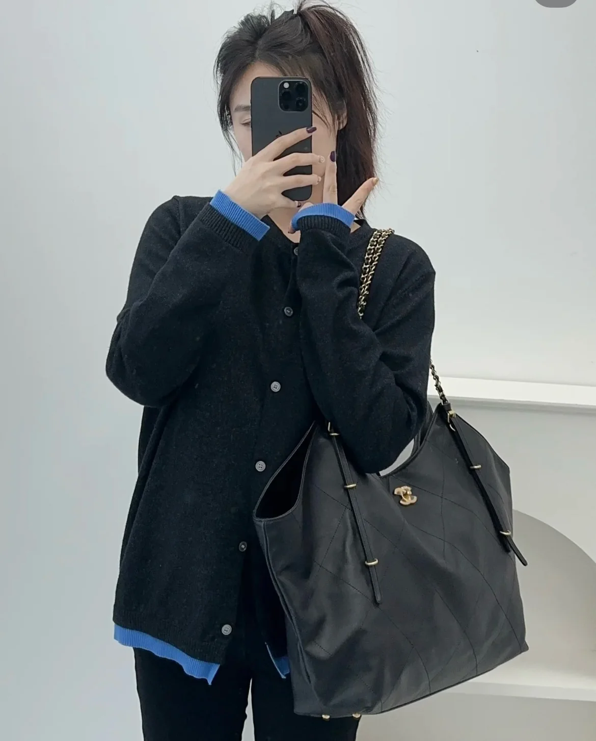 Большая сумка-шоппер 25s - черная