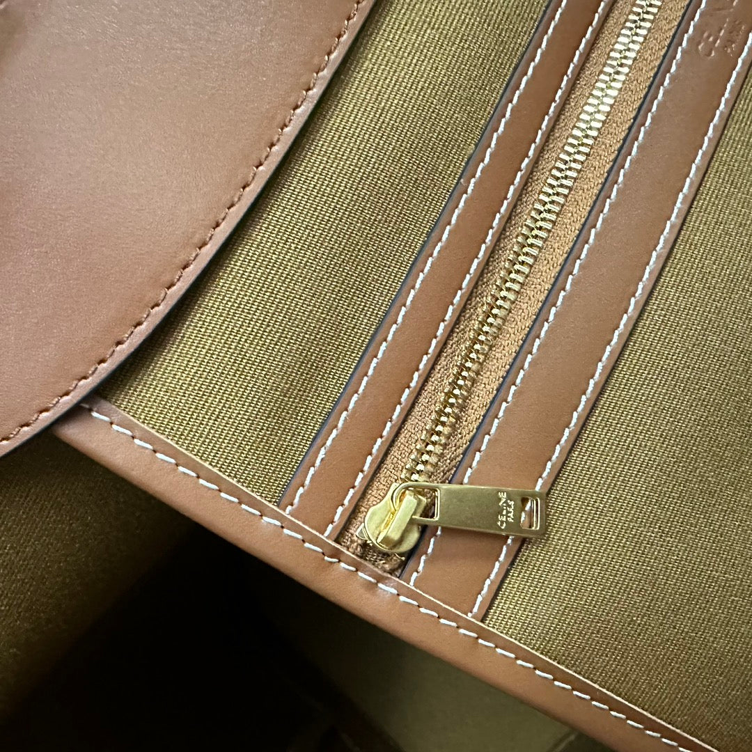 Холщовая сумка Celine Triomphe - желто-коричневая