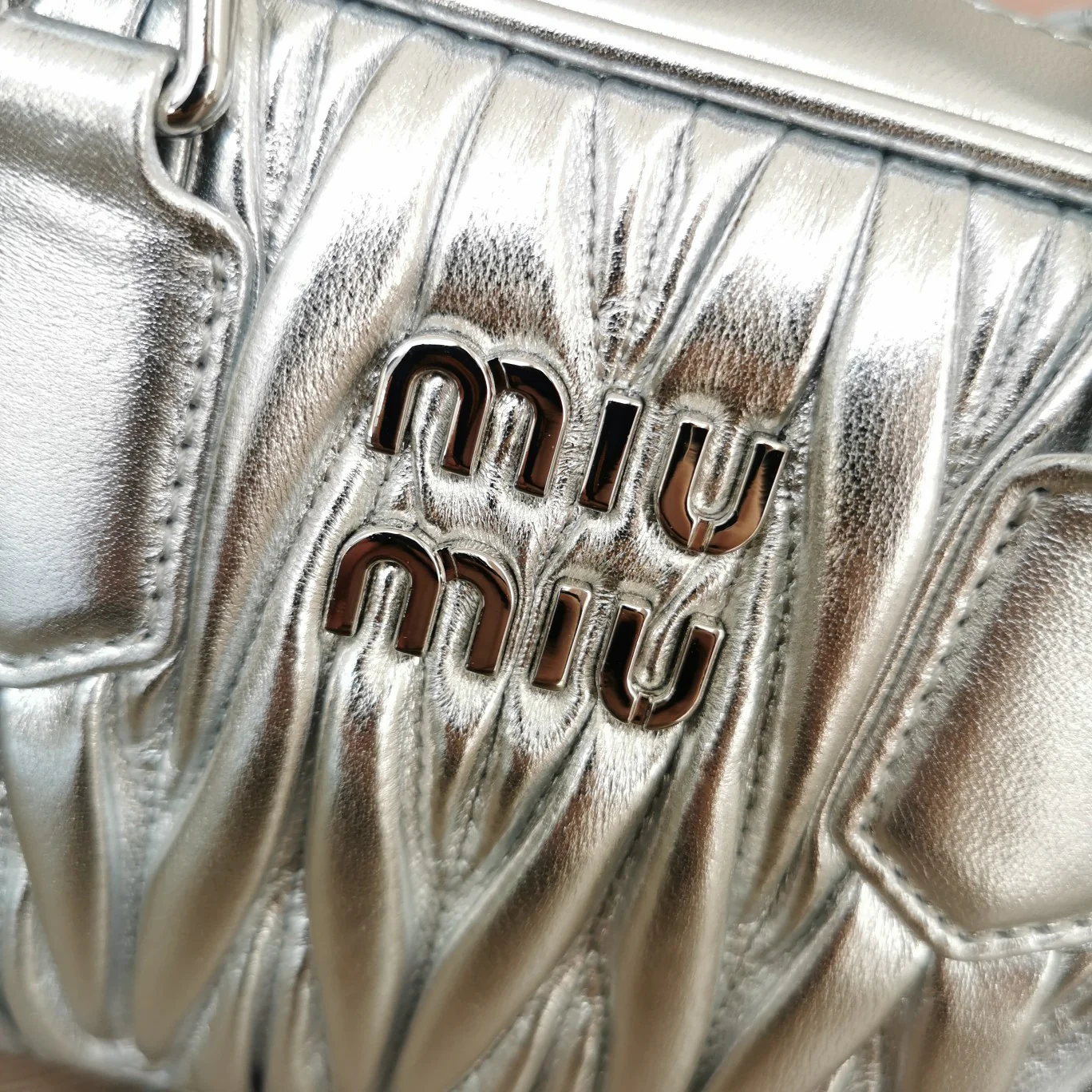 Miu Miu-5bb123-too-pretty-bowling handbag-small-silver