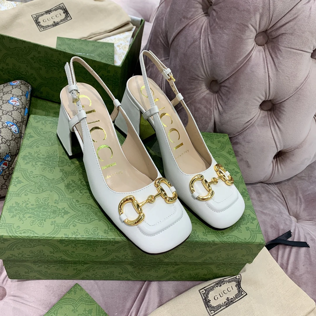 Сандалии Gucci в стиле ретро с квадратным носком и массивным каблуком