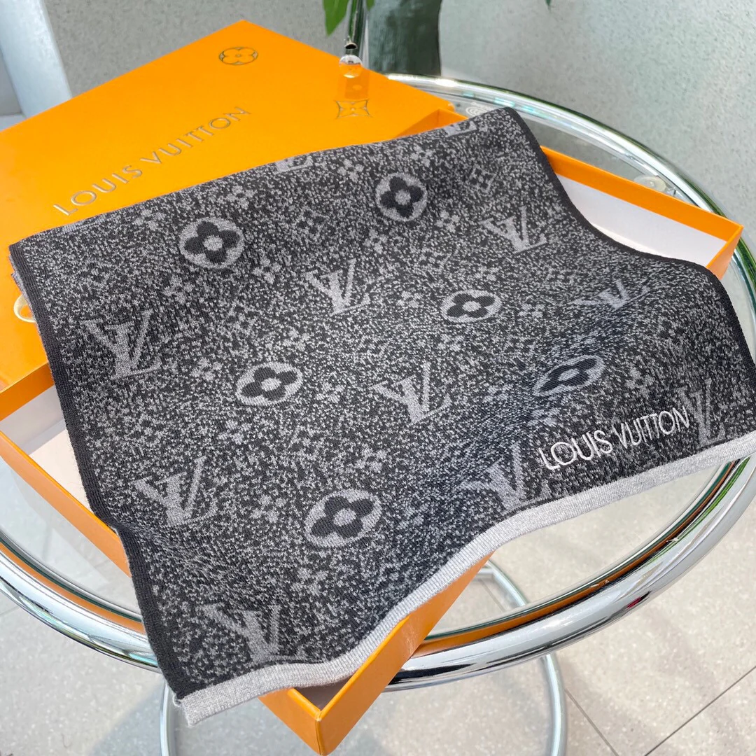 LV - Высокий кашемировый шарф - 180 см - 32 см - 100% - Импортный вязаный кашемир