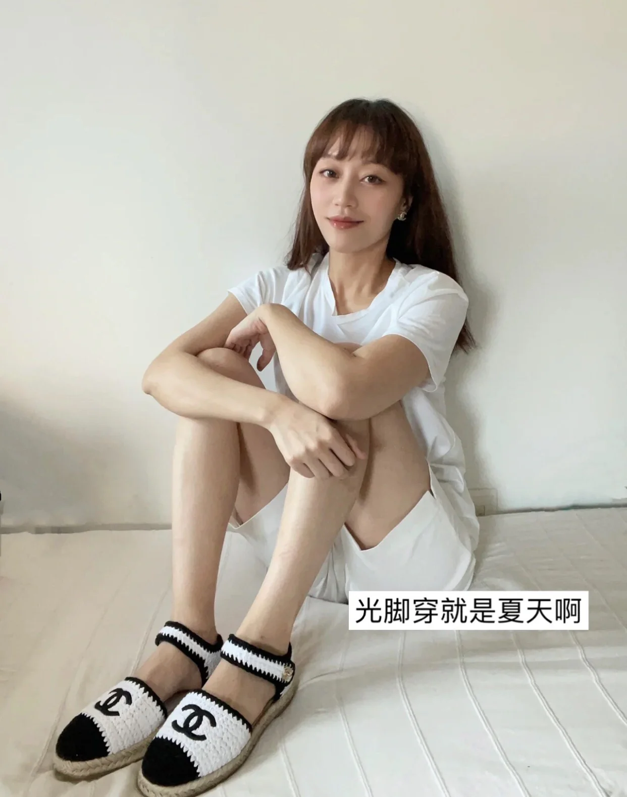 Chanel - Белые вязаные балетки