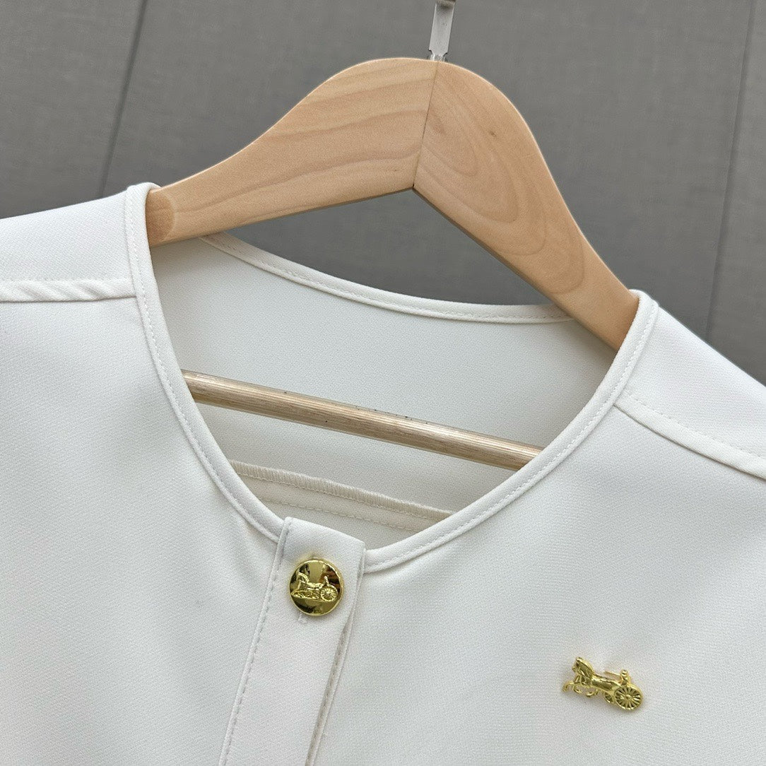 Celine-2404 - Элегантный комбинезон в стиле рабочей одежды с круглым вырезом