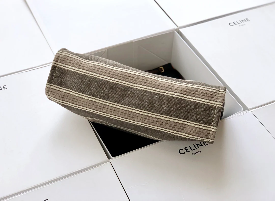 Celine - Квадратная сумка из полосатого жаккарда и телячьей кожи