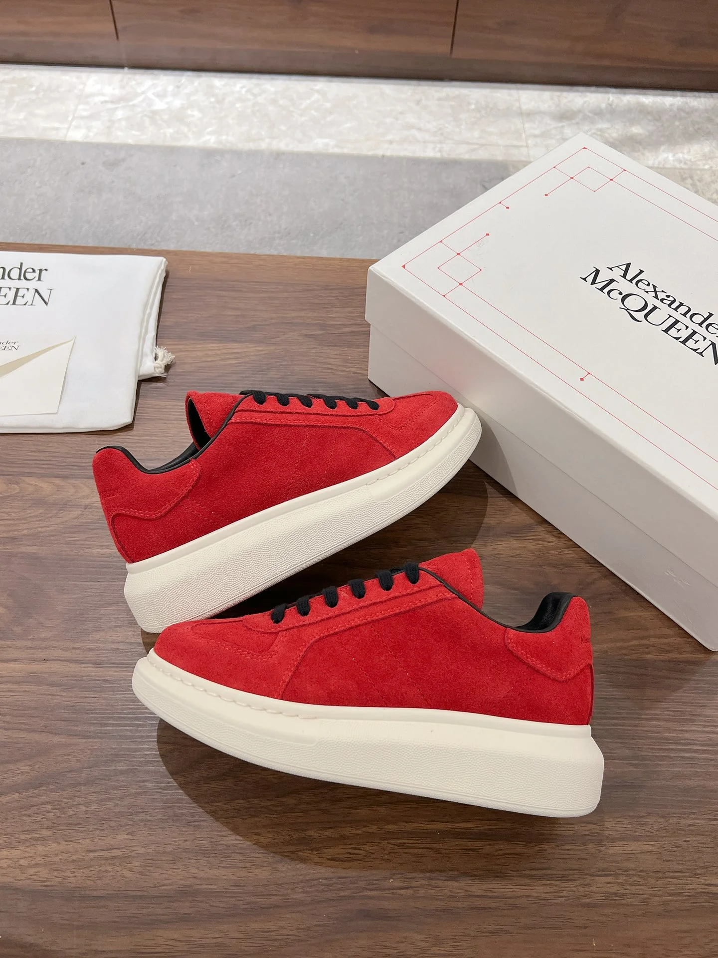 Повседневные туфли McQueen 2024 - Красные - 1