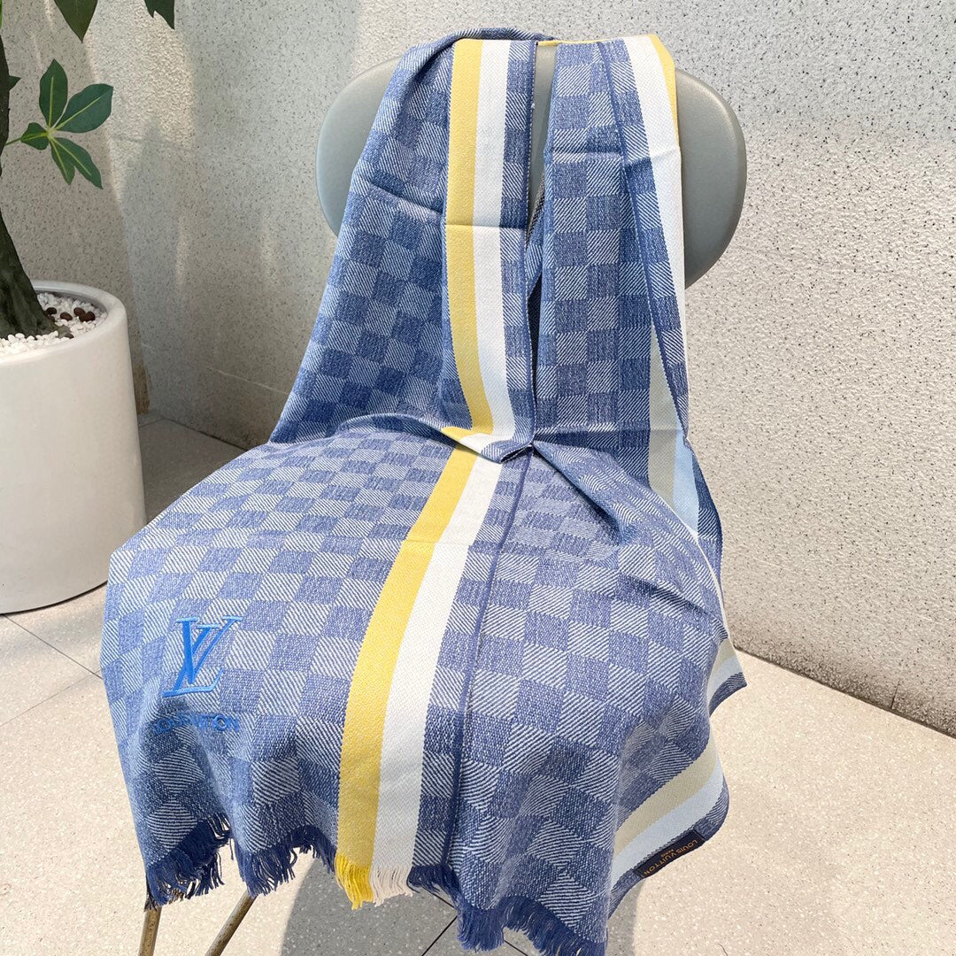 LV - Кашемировый шарф премиум-класса - 180 см - 32 см - 100% кашемир - Светло-голубой