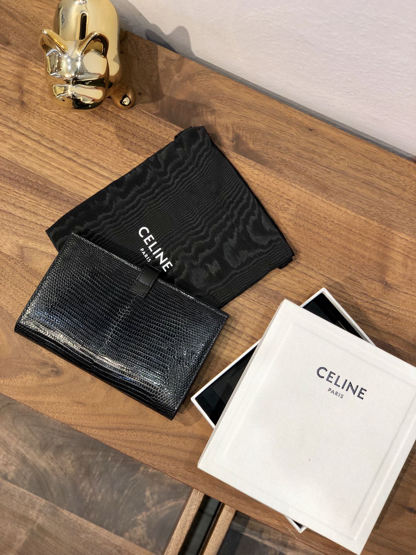 ремешок Celine, большой длинный кошелек, кожа ящерицы