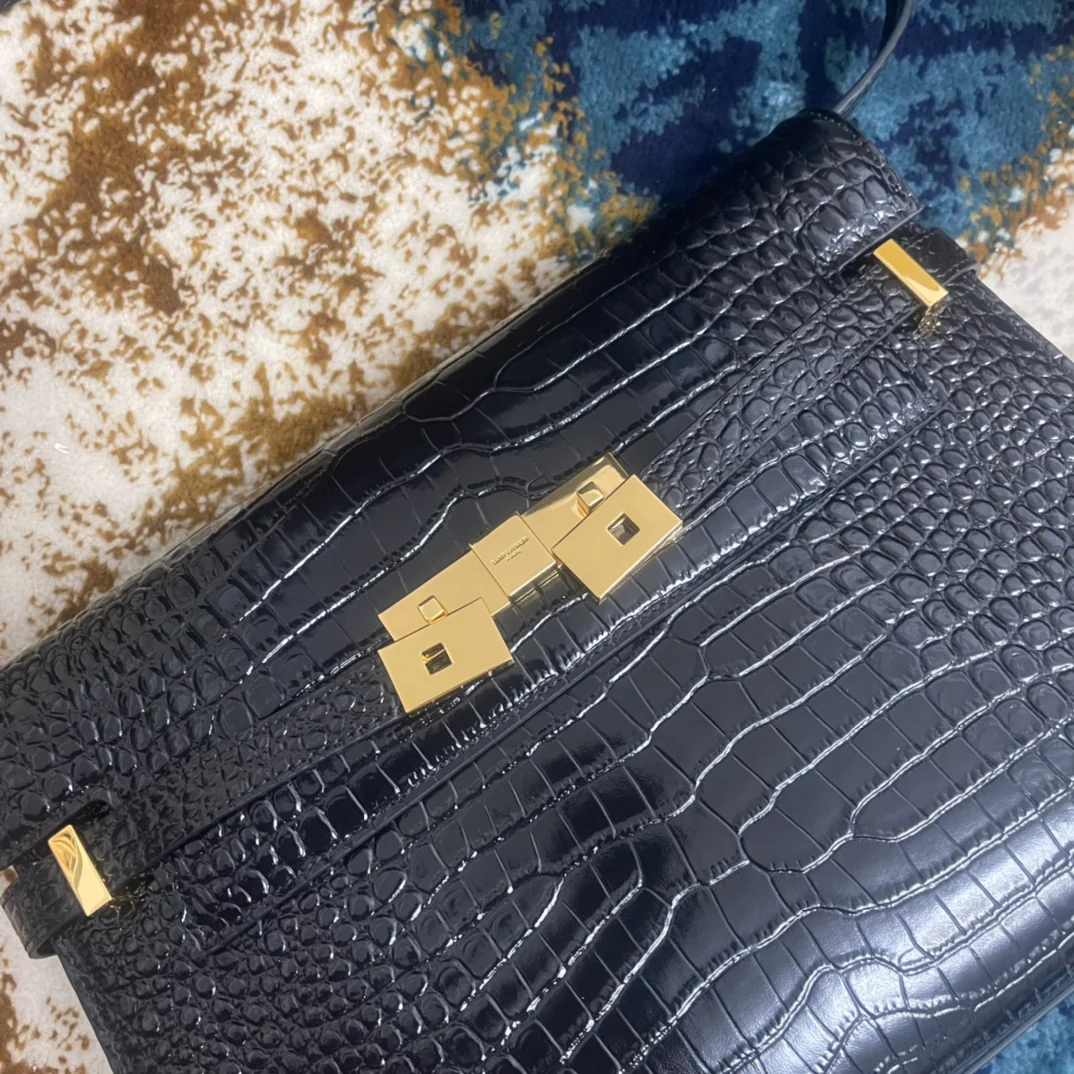 Сумка через плечо YSL Manhattan с тиснением под крокодиловую кожу