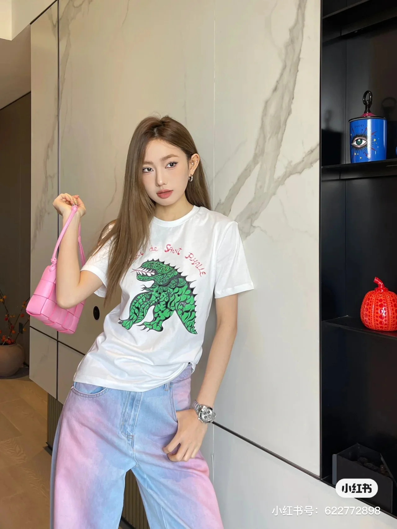 Футболка Dior 2403 из хлопка с коротким рукавом и рисунком мультяшного дракона