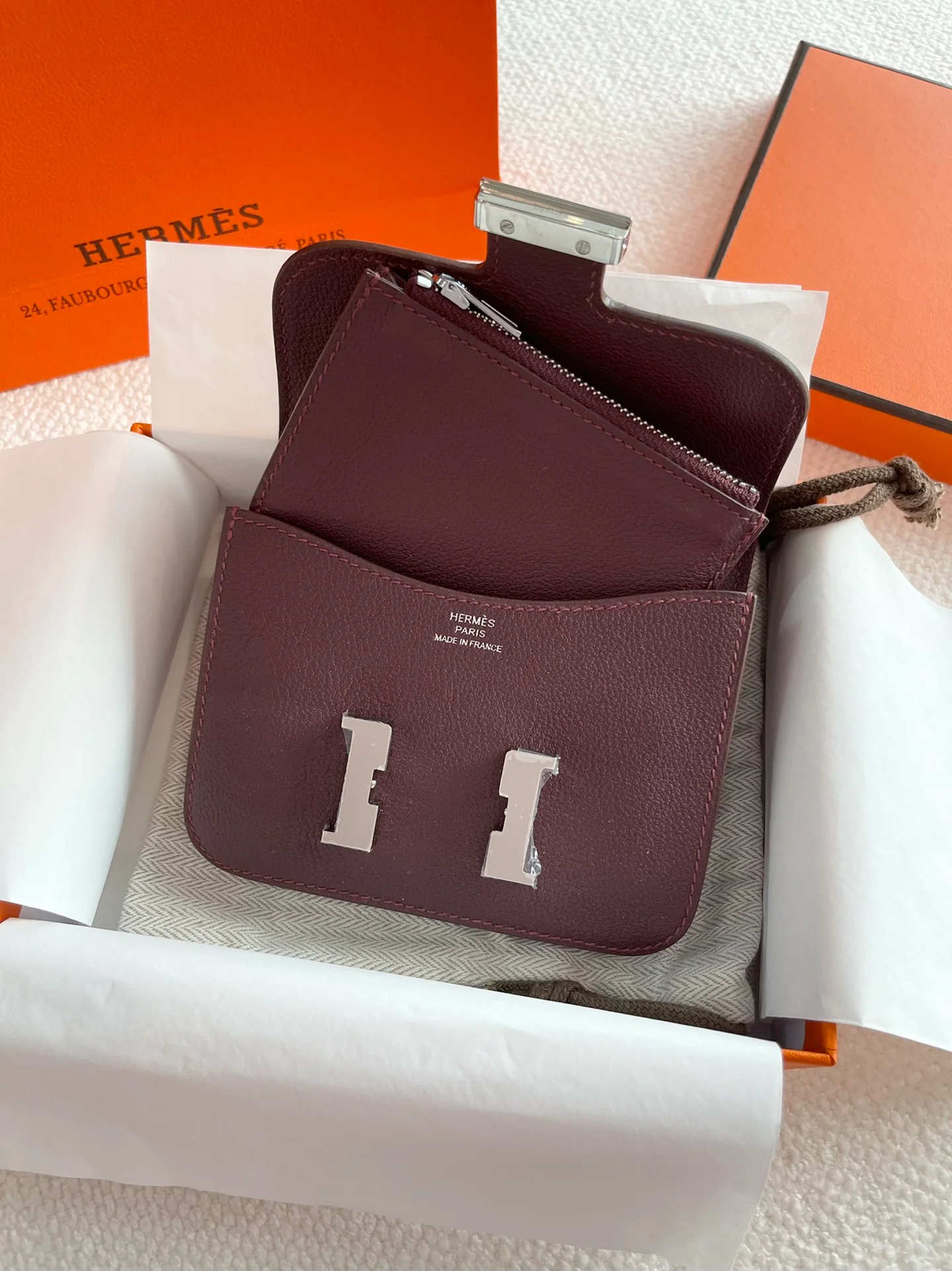 Hermes Constance Mini 19 Saddle Red Epsom Silver Buckle