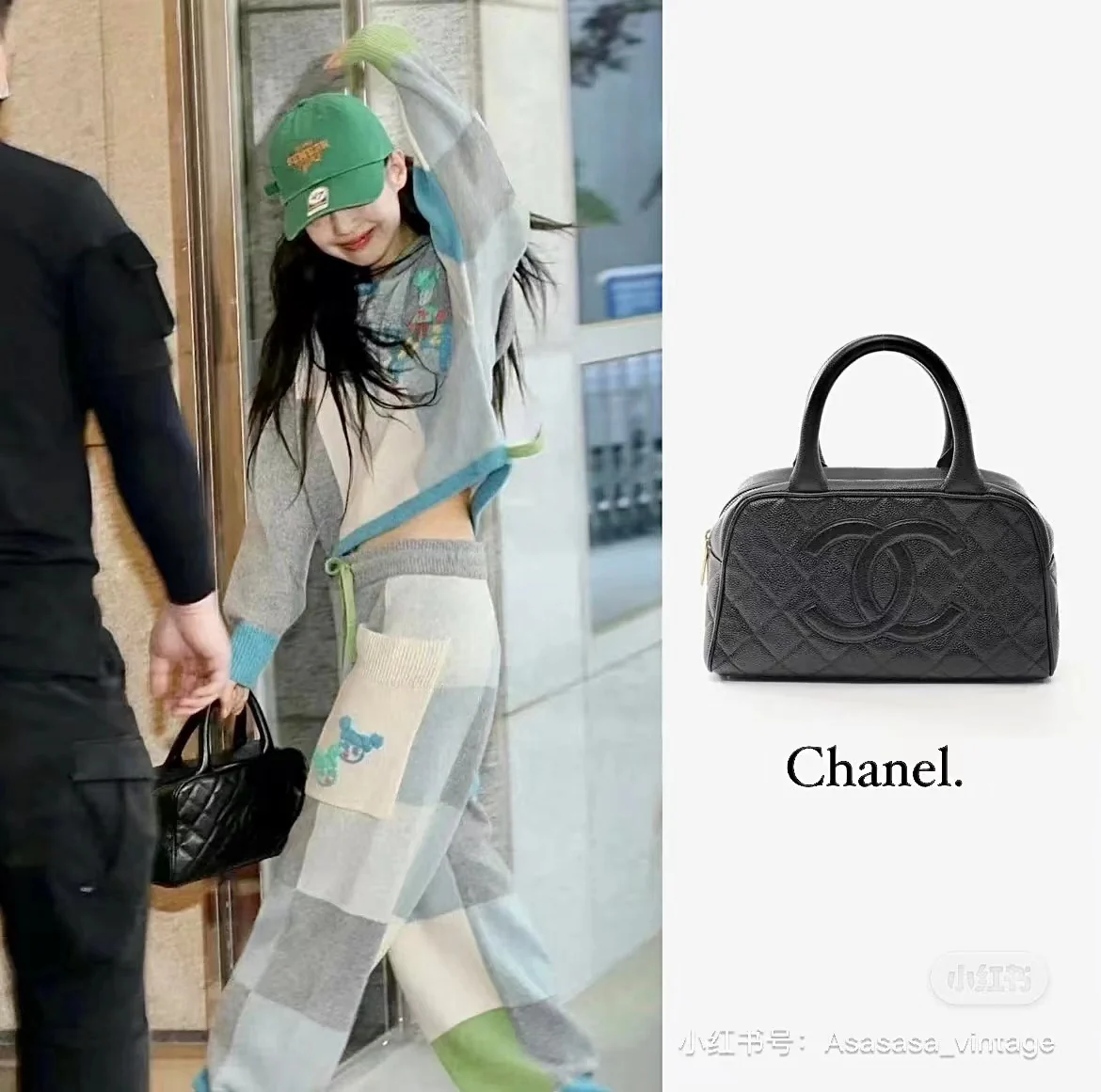 Винтажная сумка-боулинг Chanel из икорной кожи — в стиле Дженни.