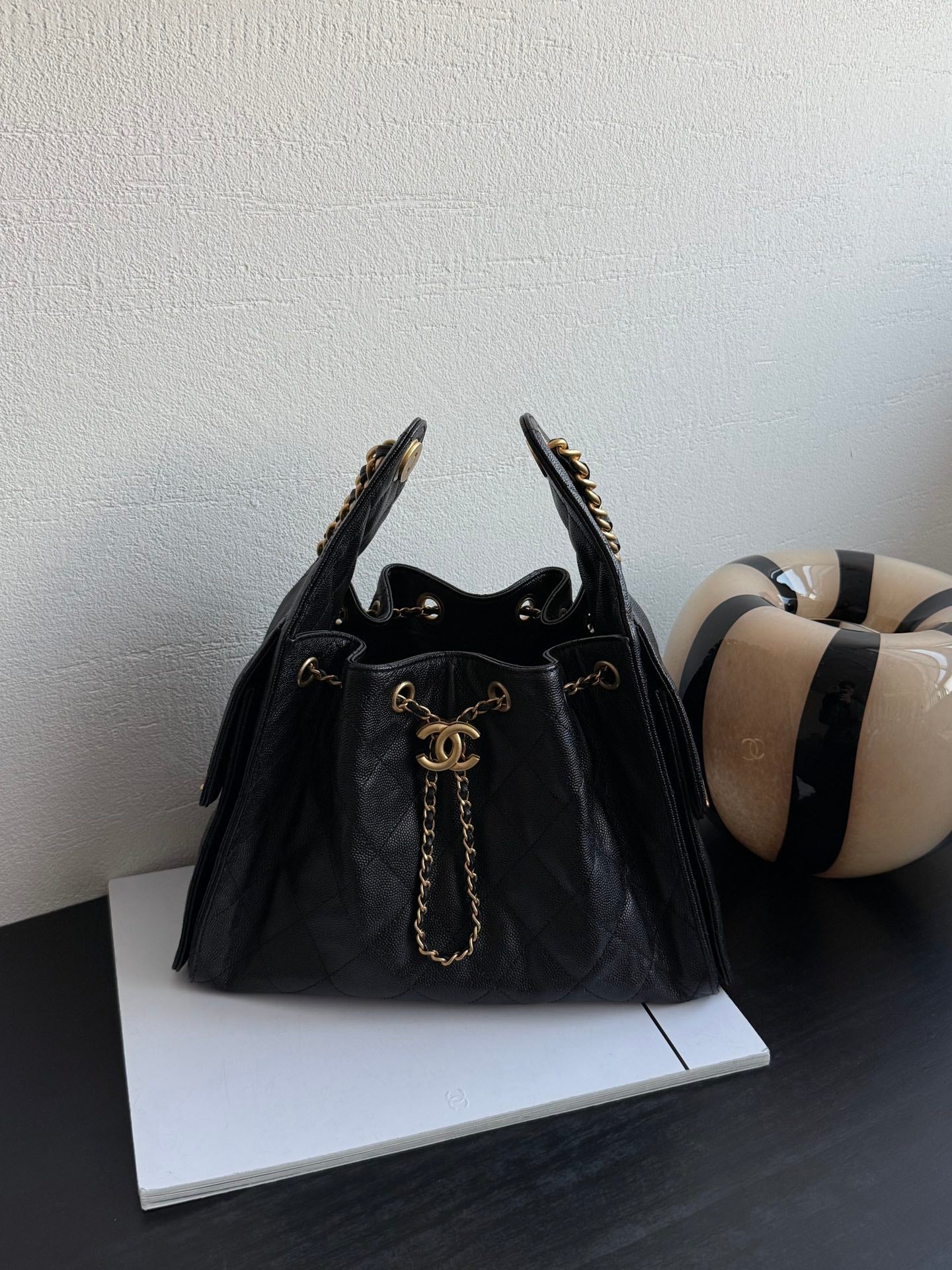 Сумка Chanel 25s 25bag Caviar Drawstring Hobo Small - Black
