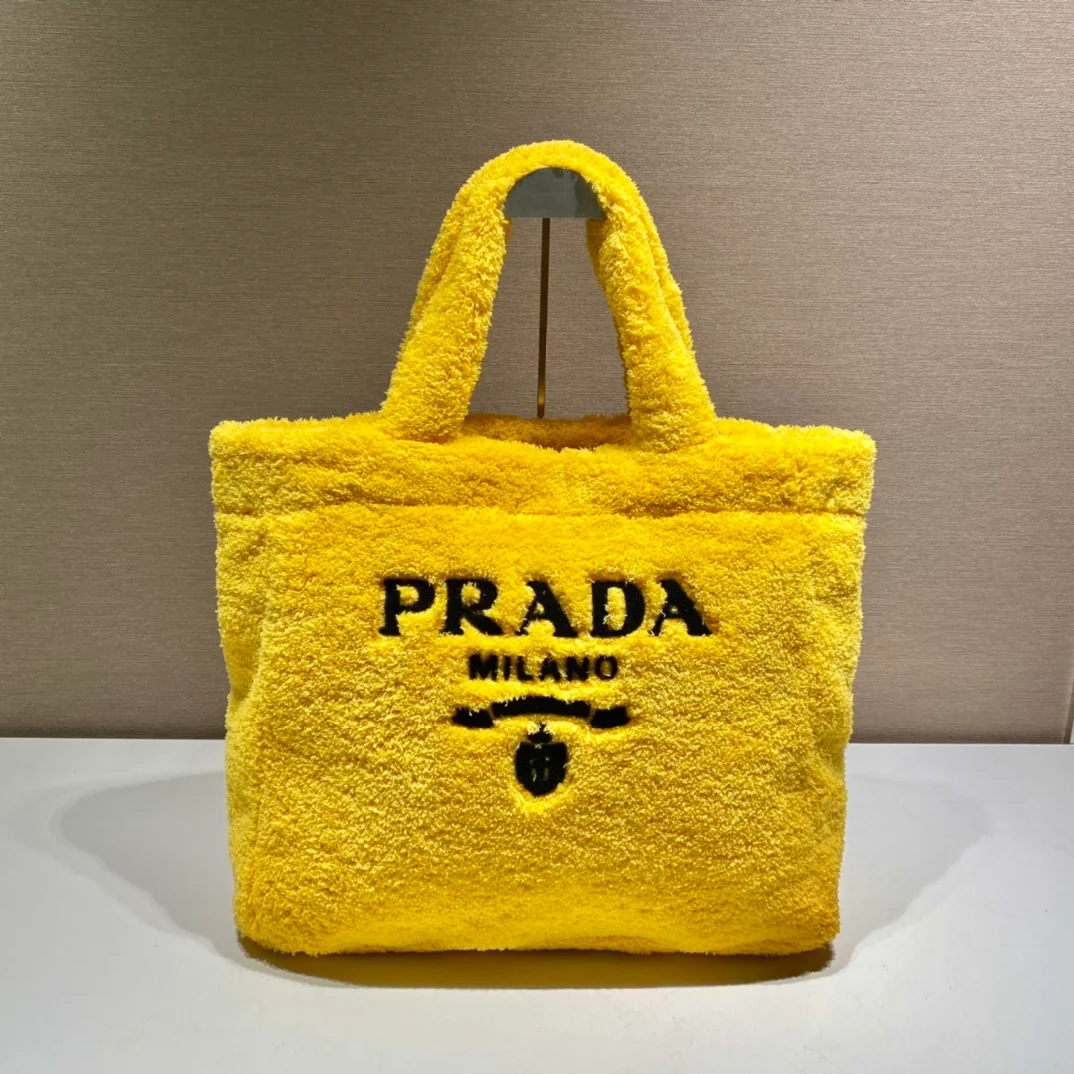 Сумка-шоппер Prada из махровой ткани (желтая)