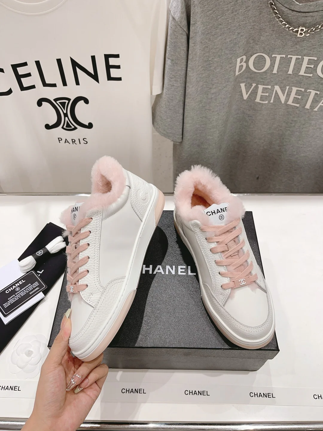 Повседневные туфли на платформе Chanel 2024 — розовые