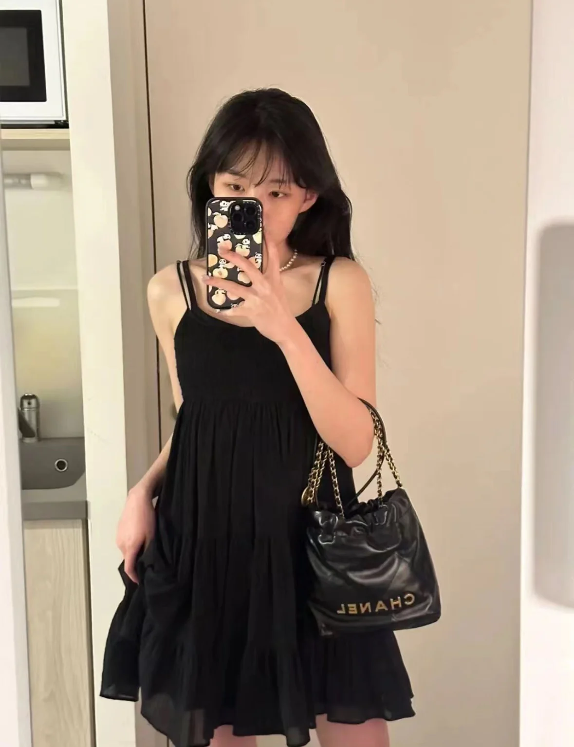 Мини-сумочка 23s-22 - Натуральная кожа - Черно-золотая