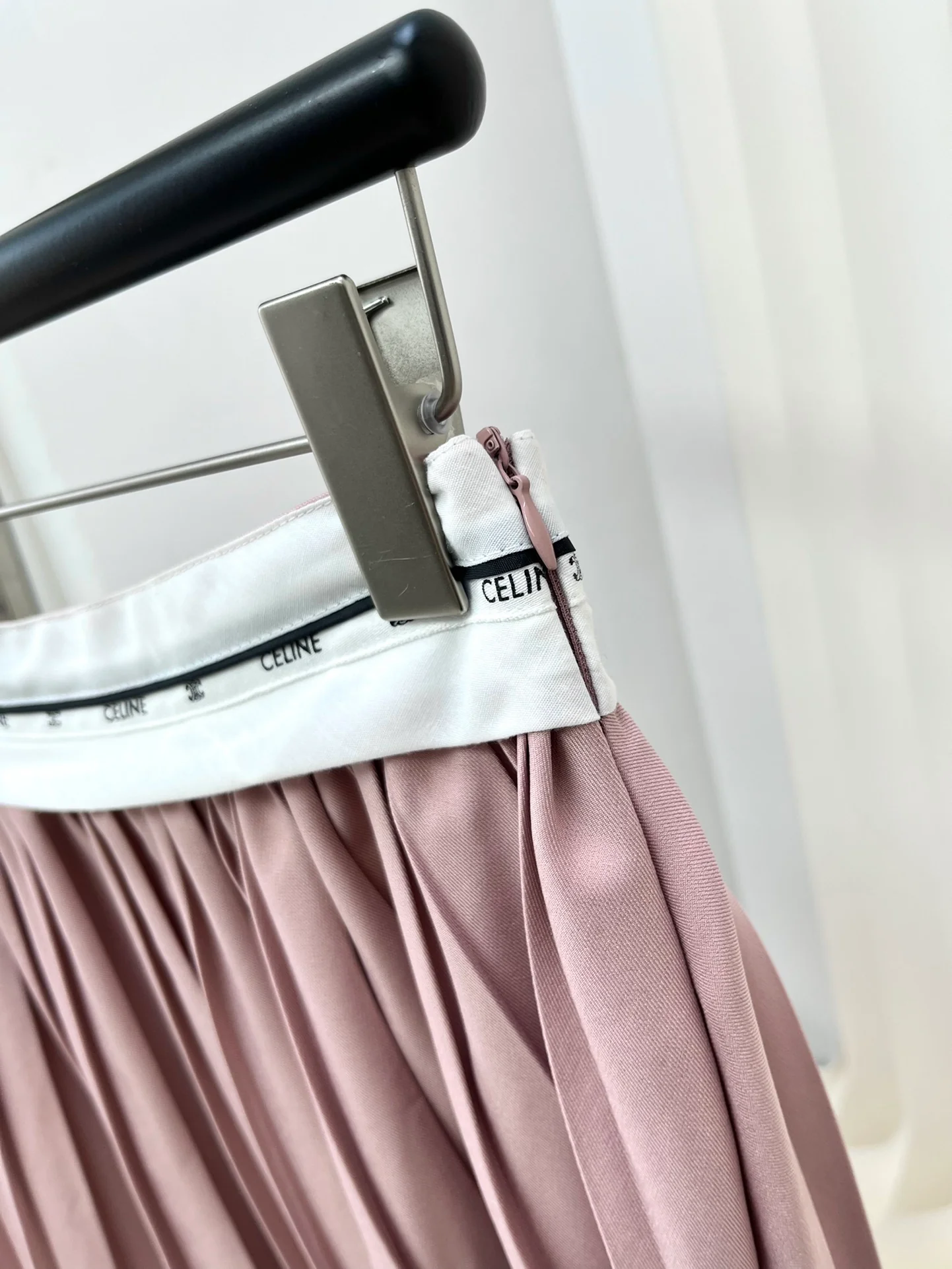 Плиссированная юбка-миди А-силуэт Celine 2403 ручной работы - розовая