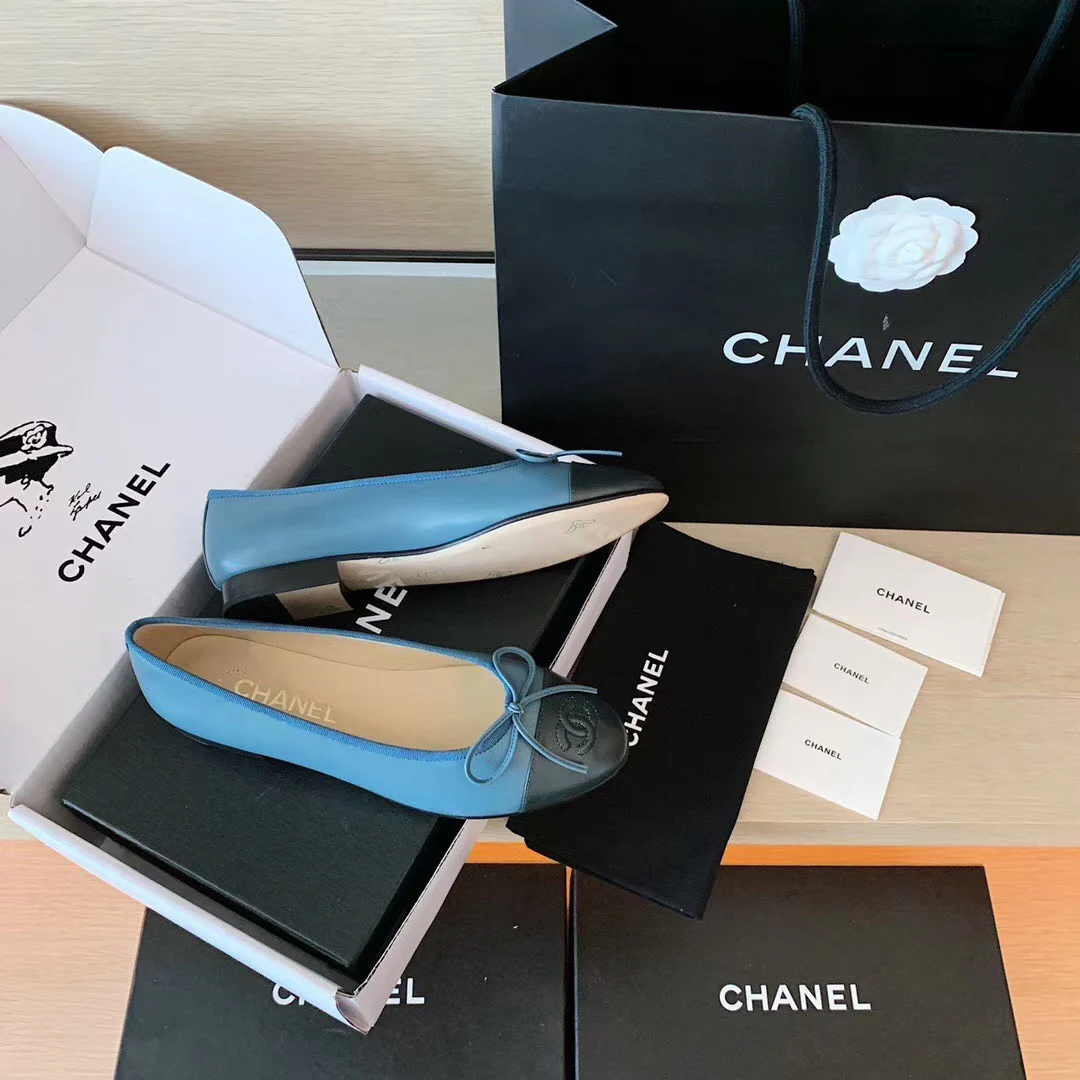 Классические балетки Chanel - синие