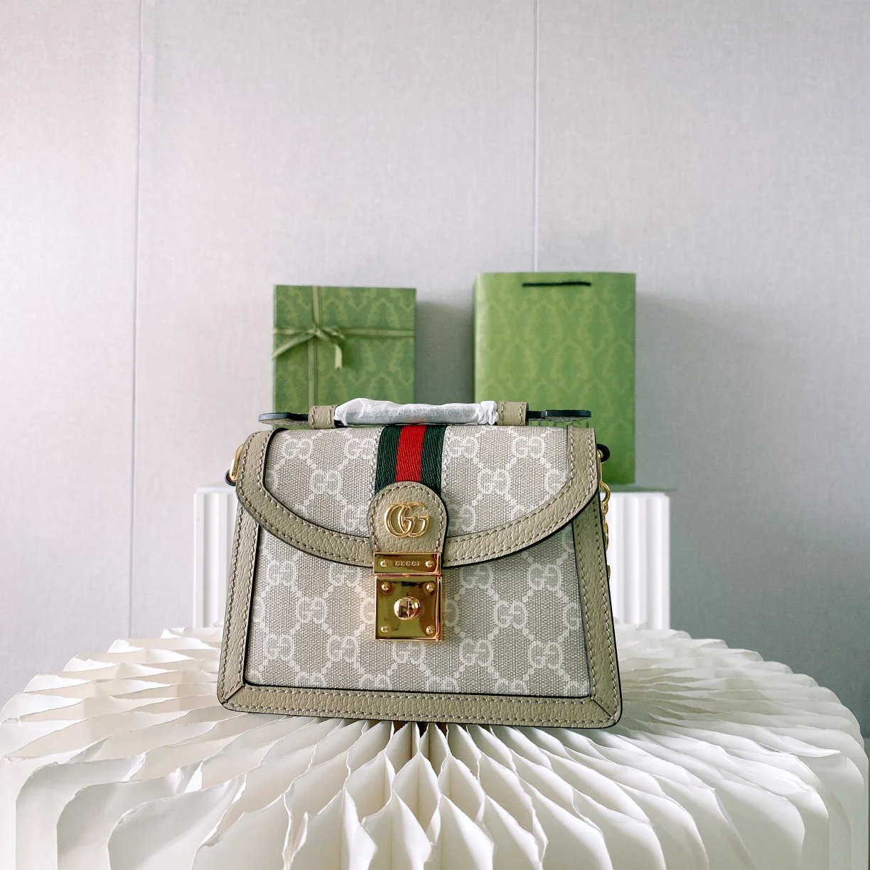 Мини-сумочка Gucci Ophidia/сумка через плечо - 17 см (5x13x6 см) - цвет овсянки