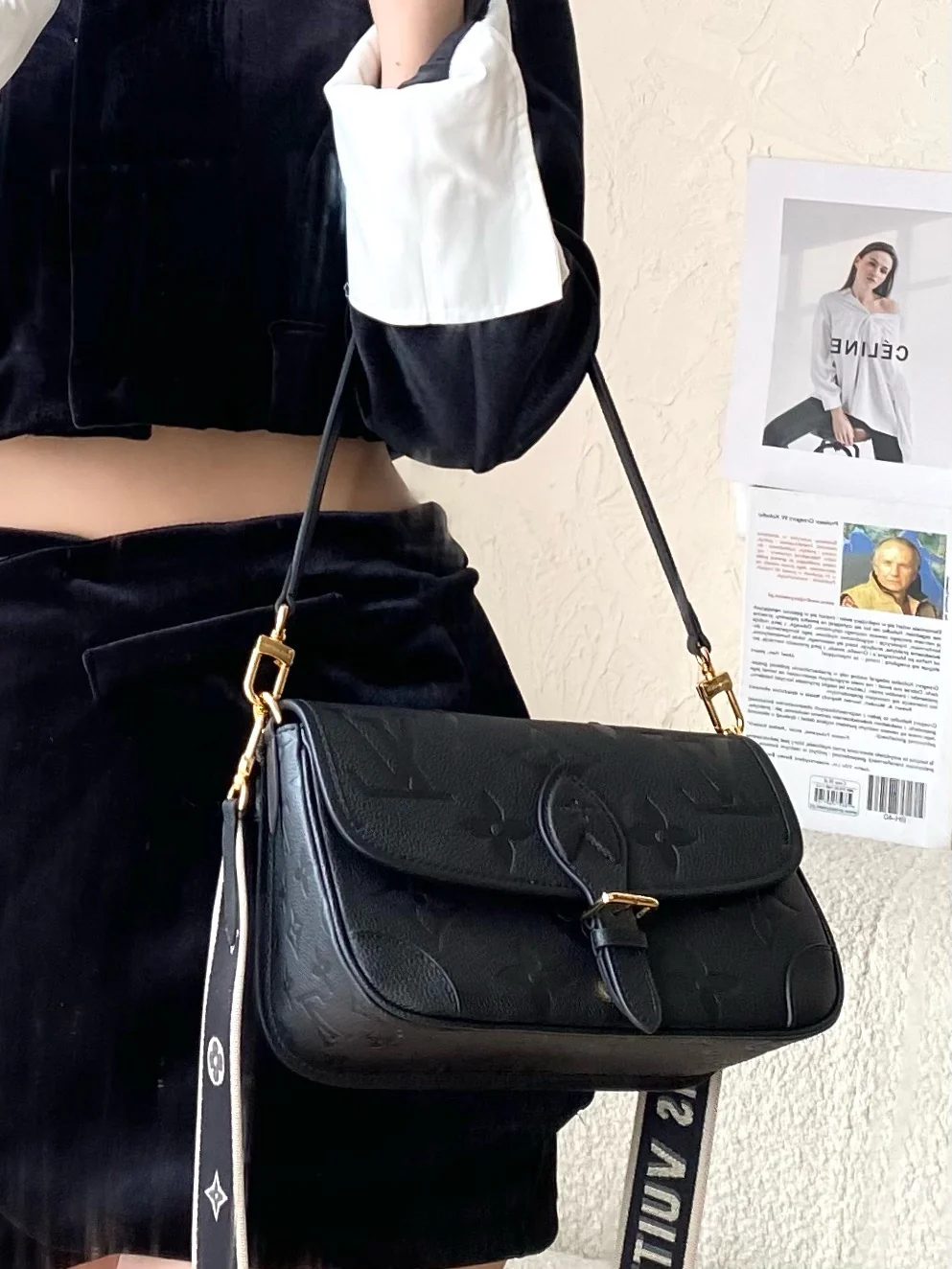 m46388-LV-diane Сумка-багет (наплечная/кроссбоди) - черная