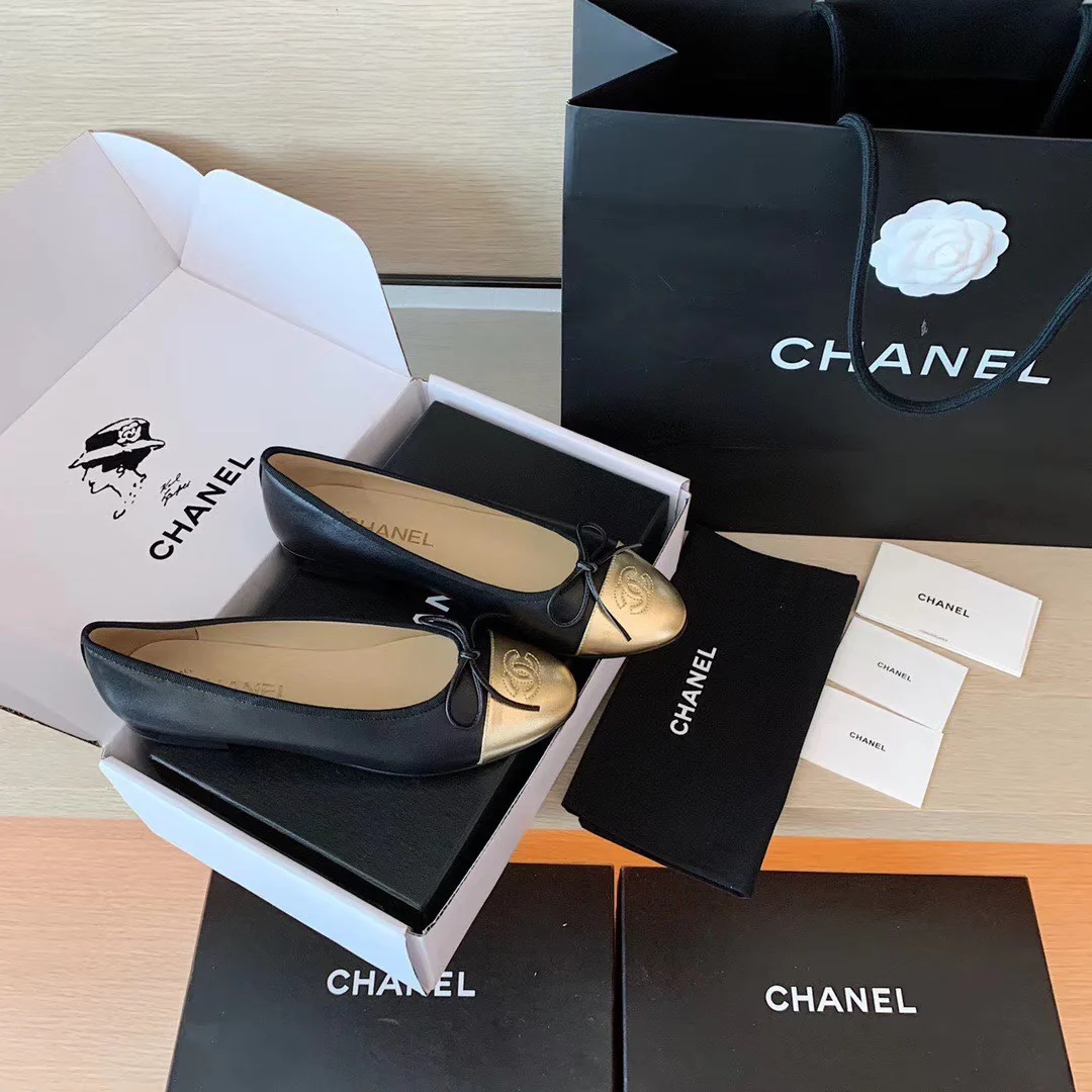 Chanel - Классические балетки - Золотистые