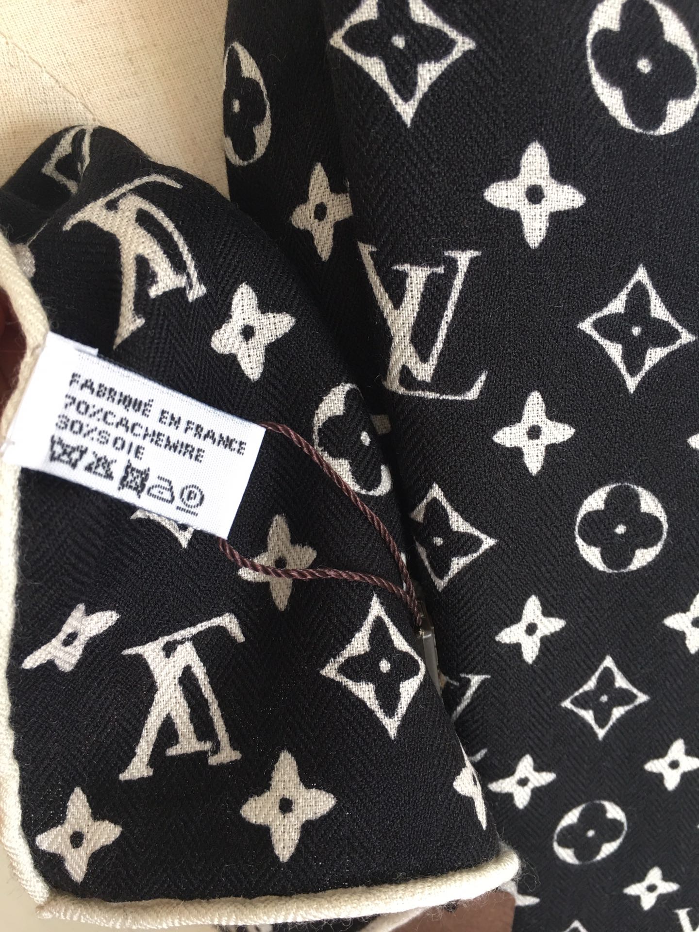 Кашемировый шарф LV в елочку - 65-200 см