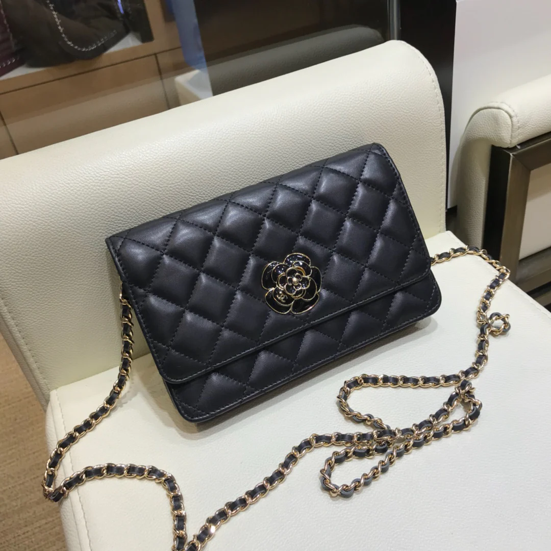Chanel Camellia Enamel Button Lambkin WOC
