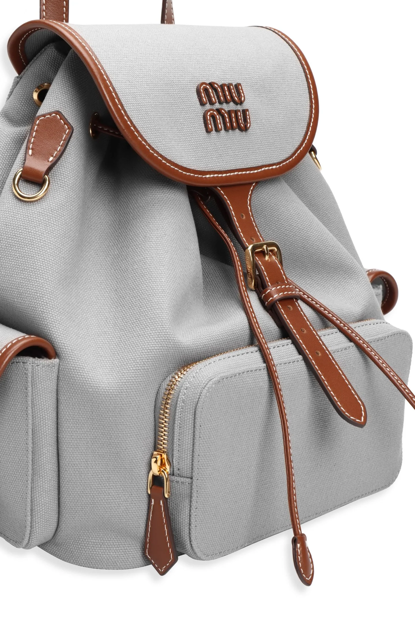 Рюкзак Miu Miu из канваса и кожи — Лондонская лимитированная серия — Большой, серый