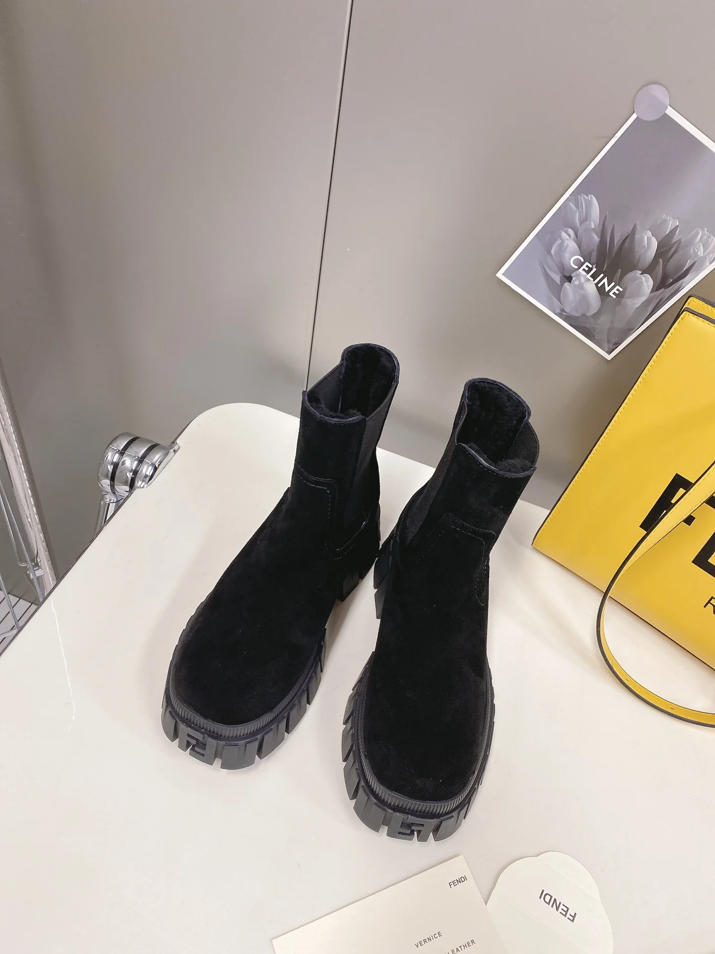 Fendi - Ботинки челси на платформе - Замшевые