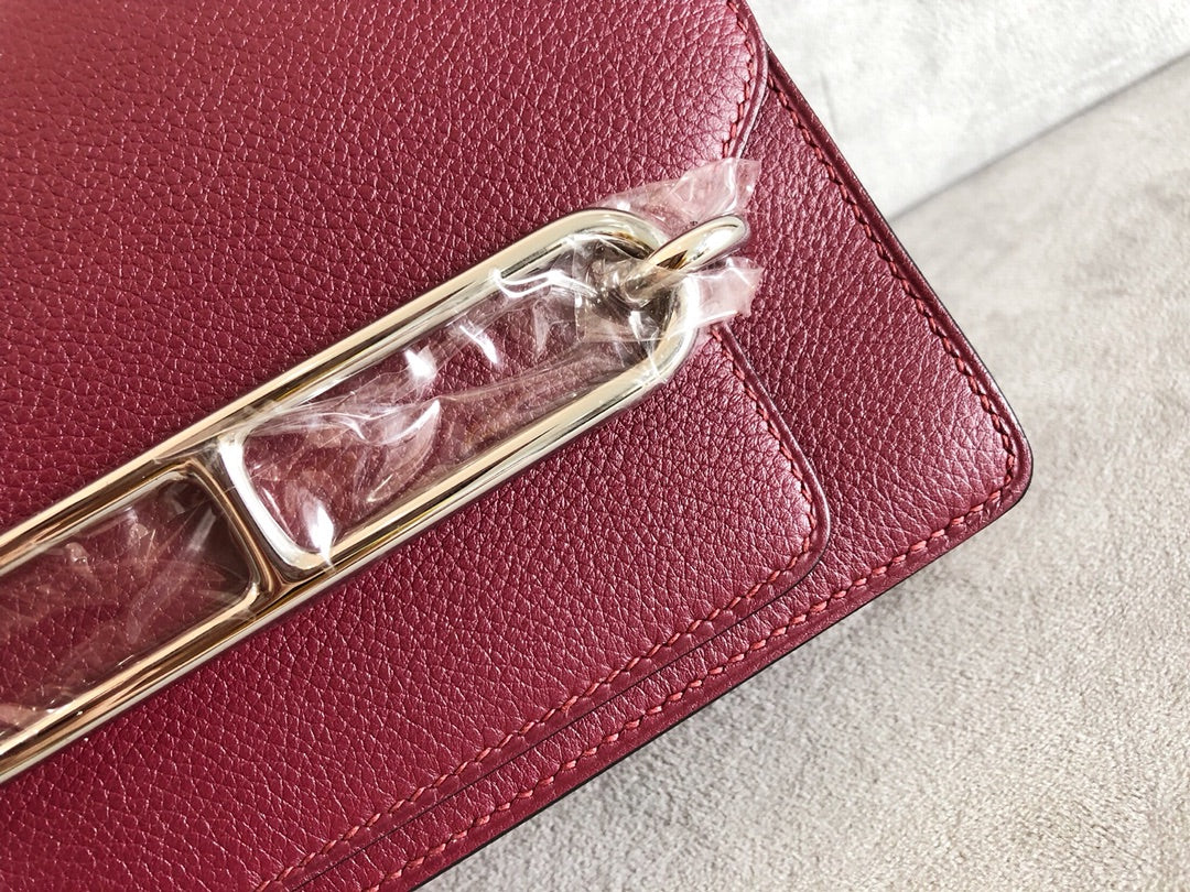 Hermes Roulis 19 Гранатовый красный серебряная пряжка