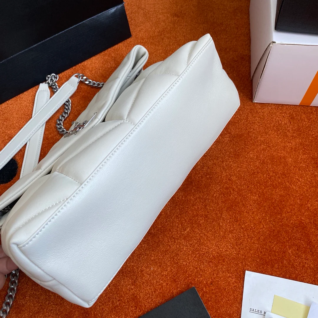 Сумка-пуховик YSL из овечьей кожи - белая - маленькая