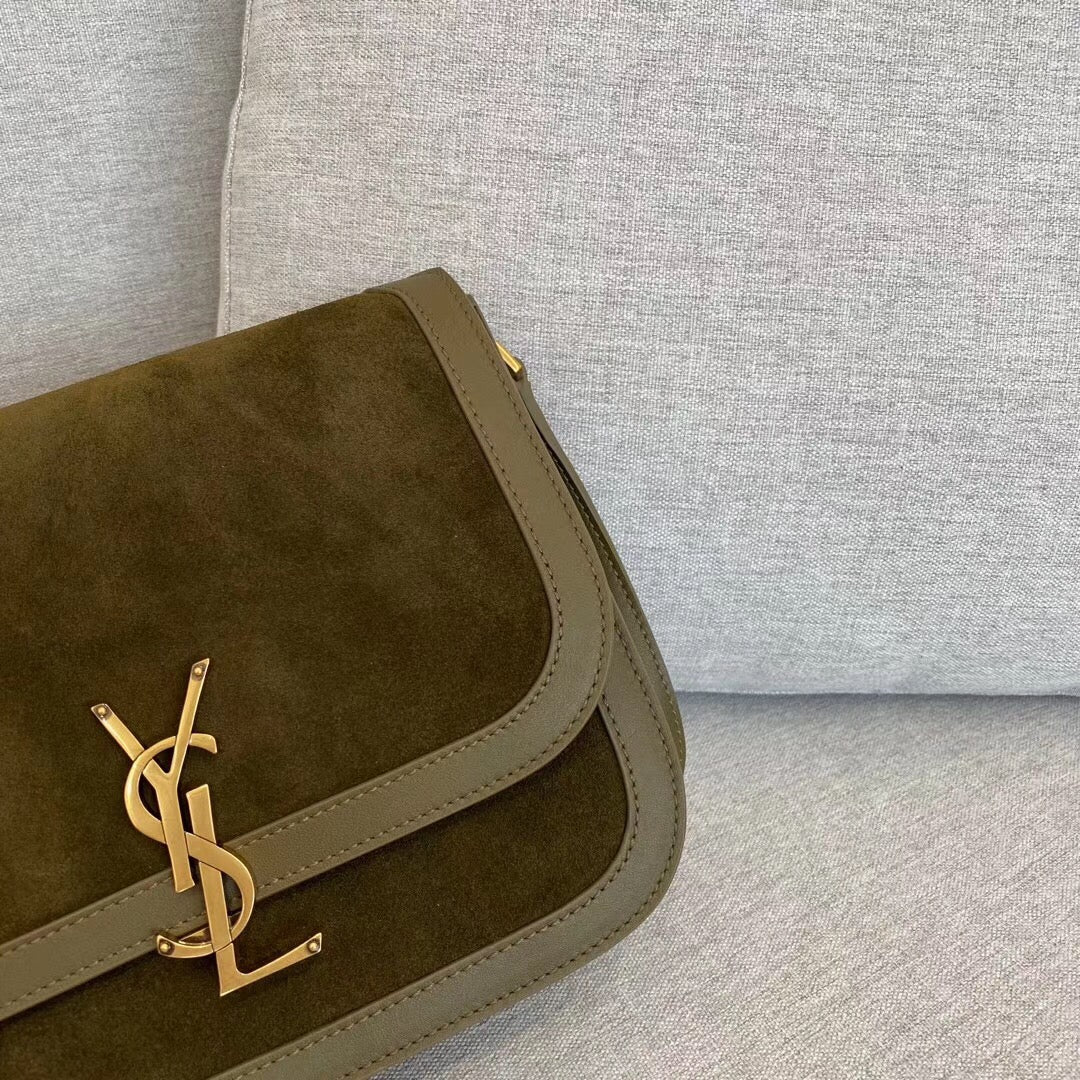 Булочка YSL Solferino Tofu — замша — зеленая