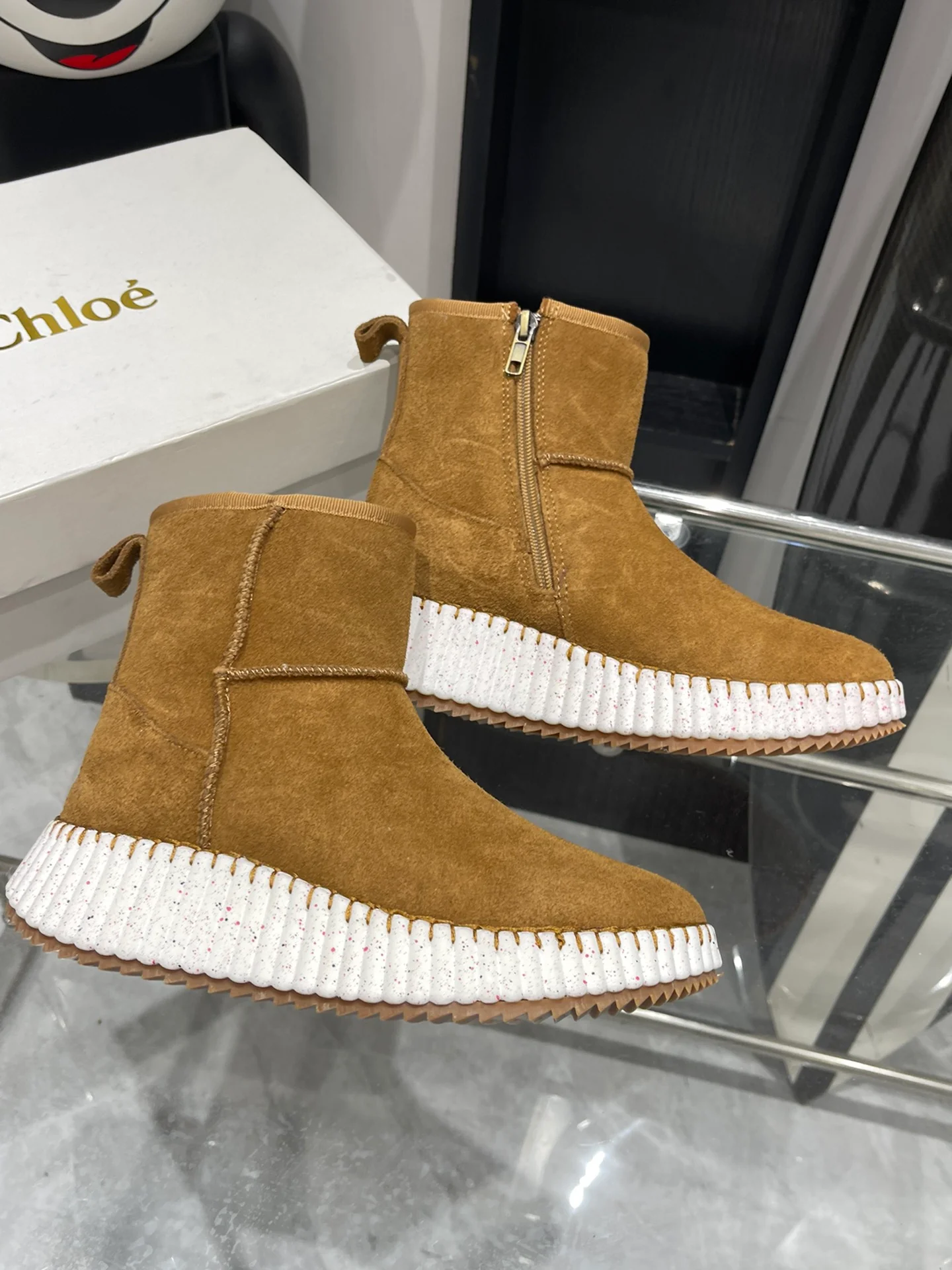 Снежные ботинки Chloe 2024 - Кофейно-коричневый