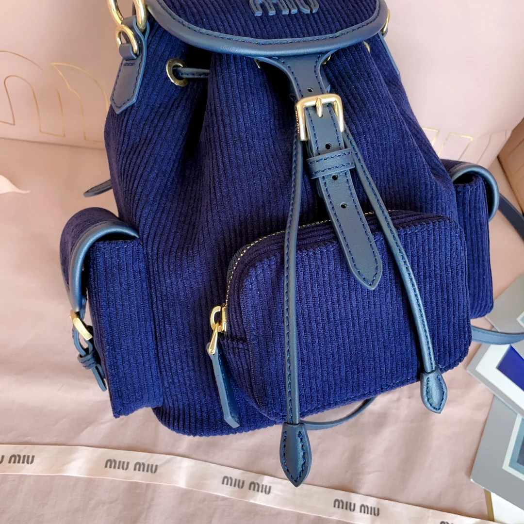 Рюкзак Miu Miu-5bz043 из вельвета - синий