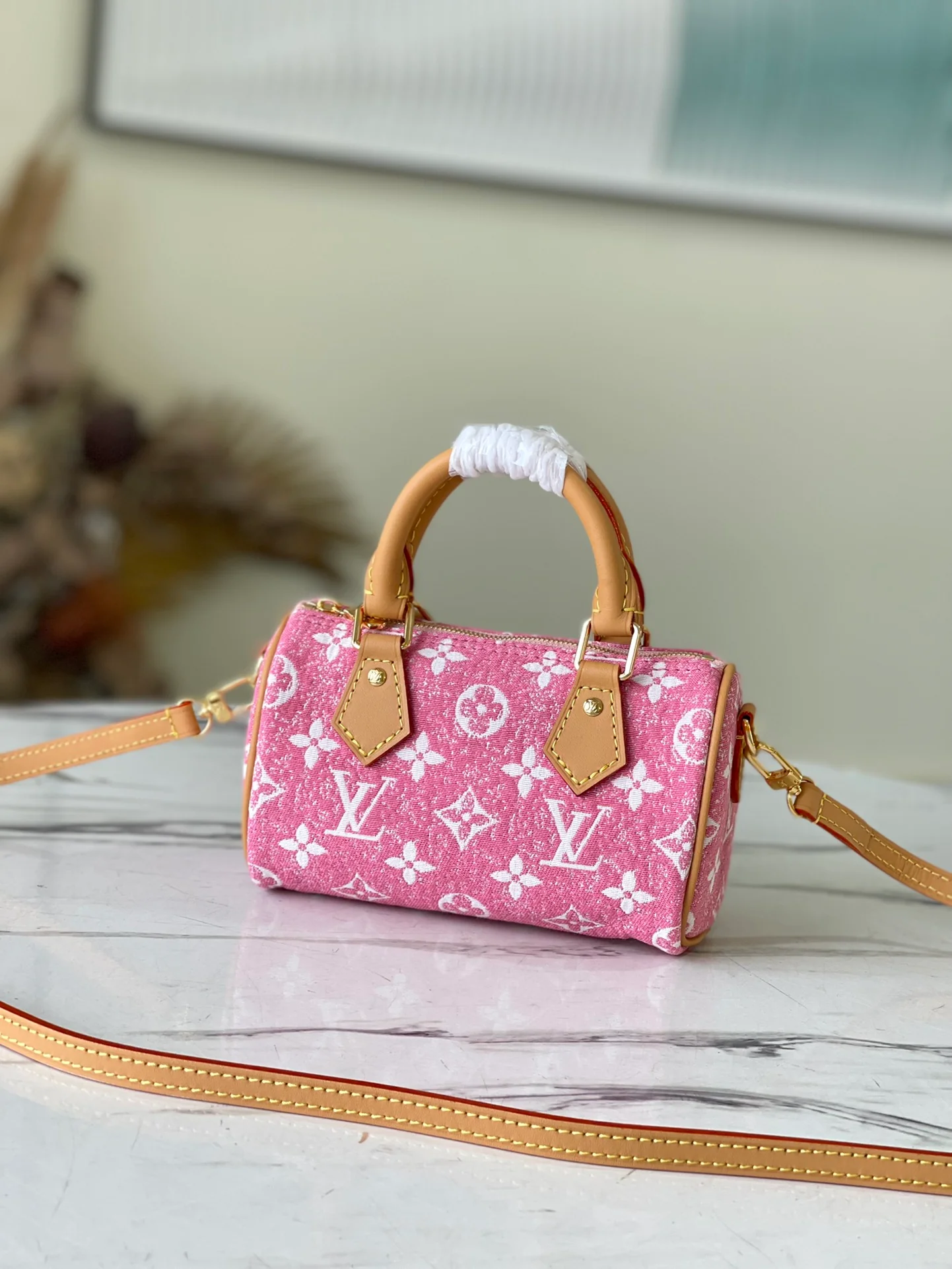 m81213-LV-nano-speedy Boston bag-denim pink-mini size