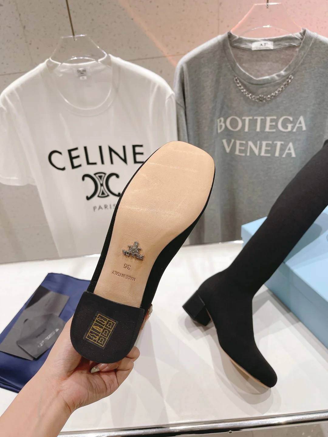 Ботинки на высоком каблуке Prada 2024 - Черные - 1