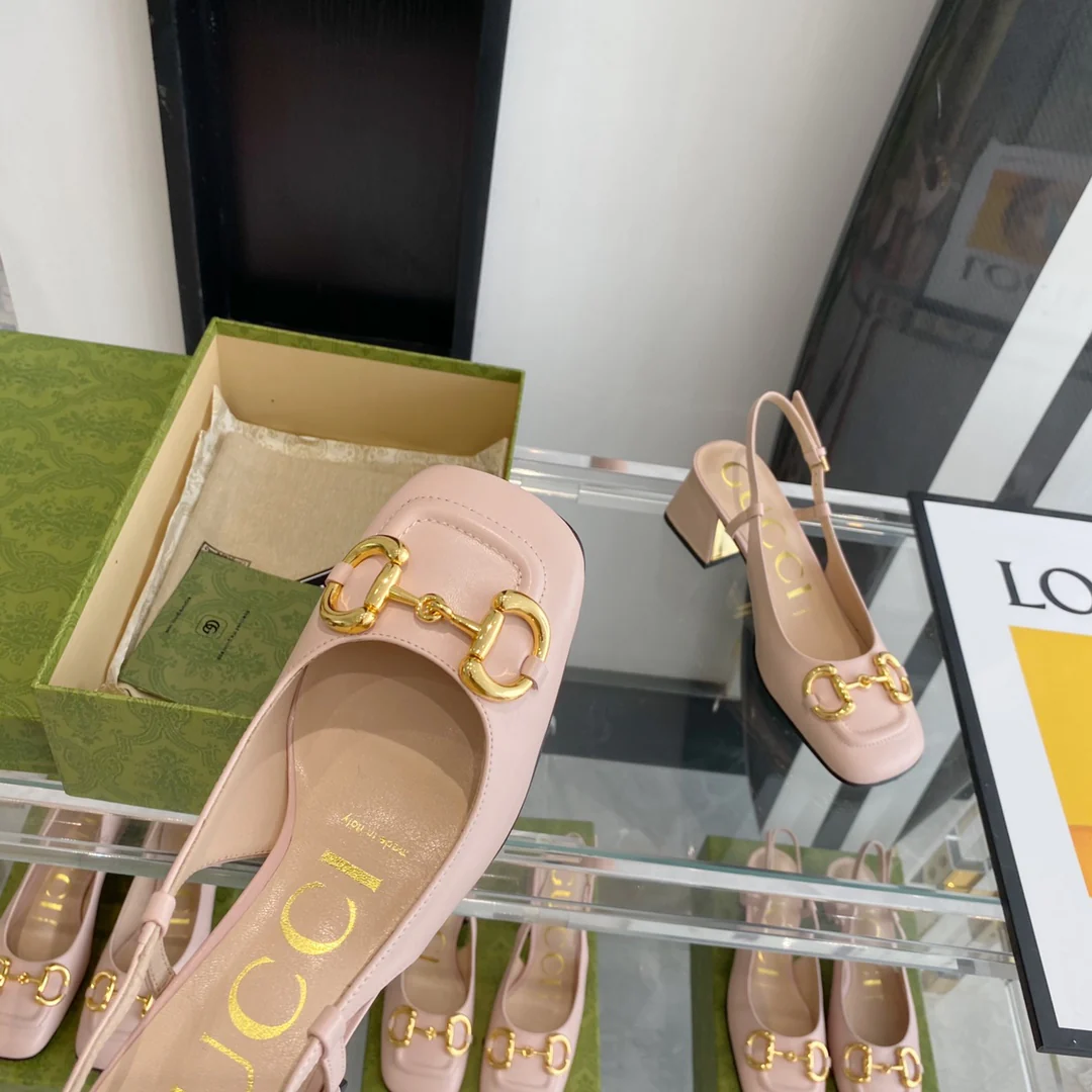 Сандалии Gucci в стиле ретро с квадратным носком и массивным каблуком - 1