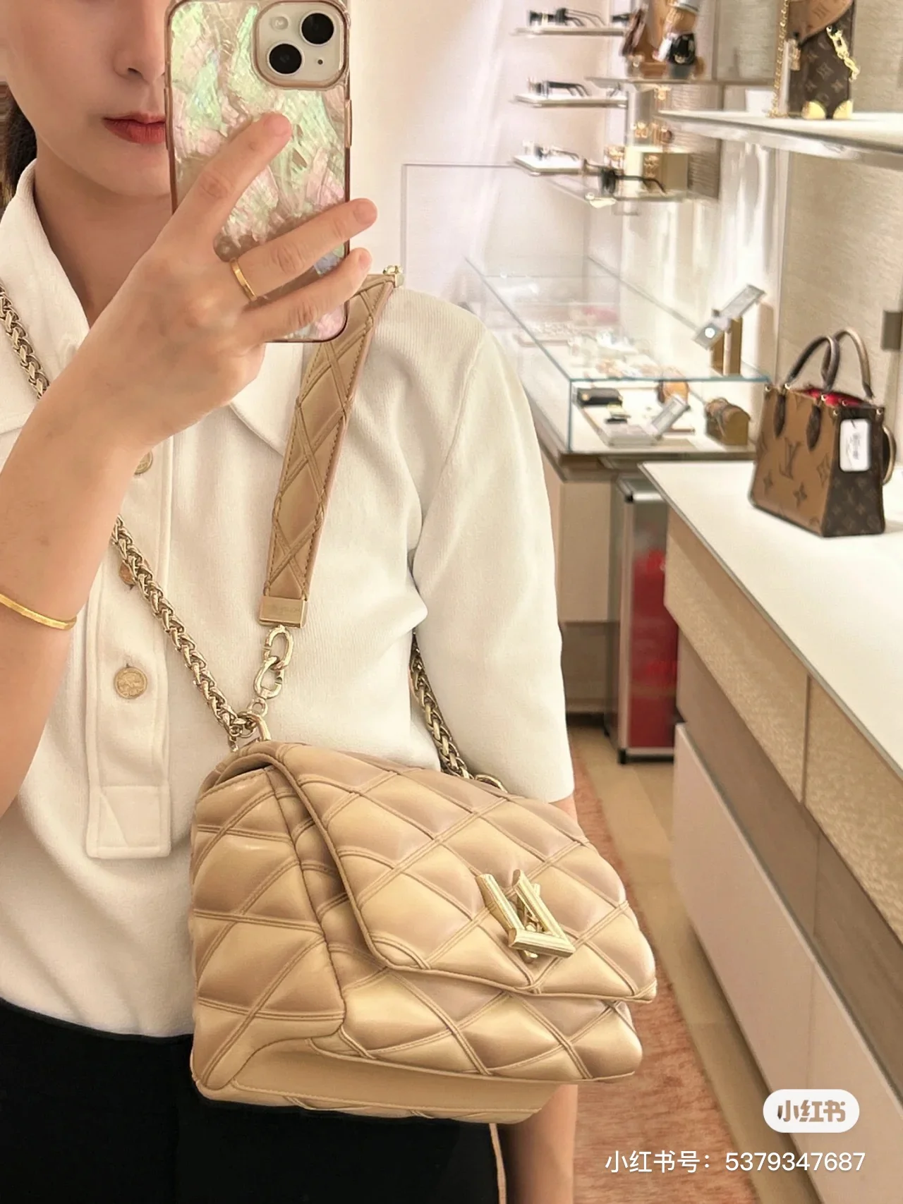 m25107-LV-Кварцевая сумка с тисненым узором и цепочкой, средне-коричневый