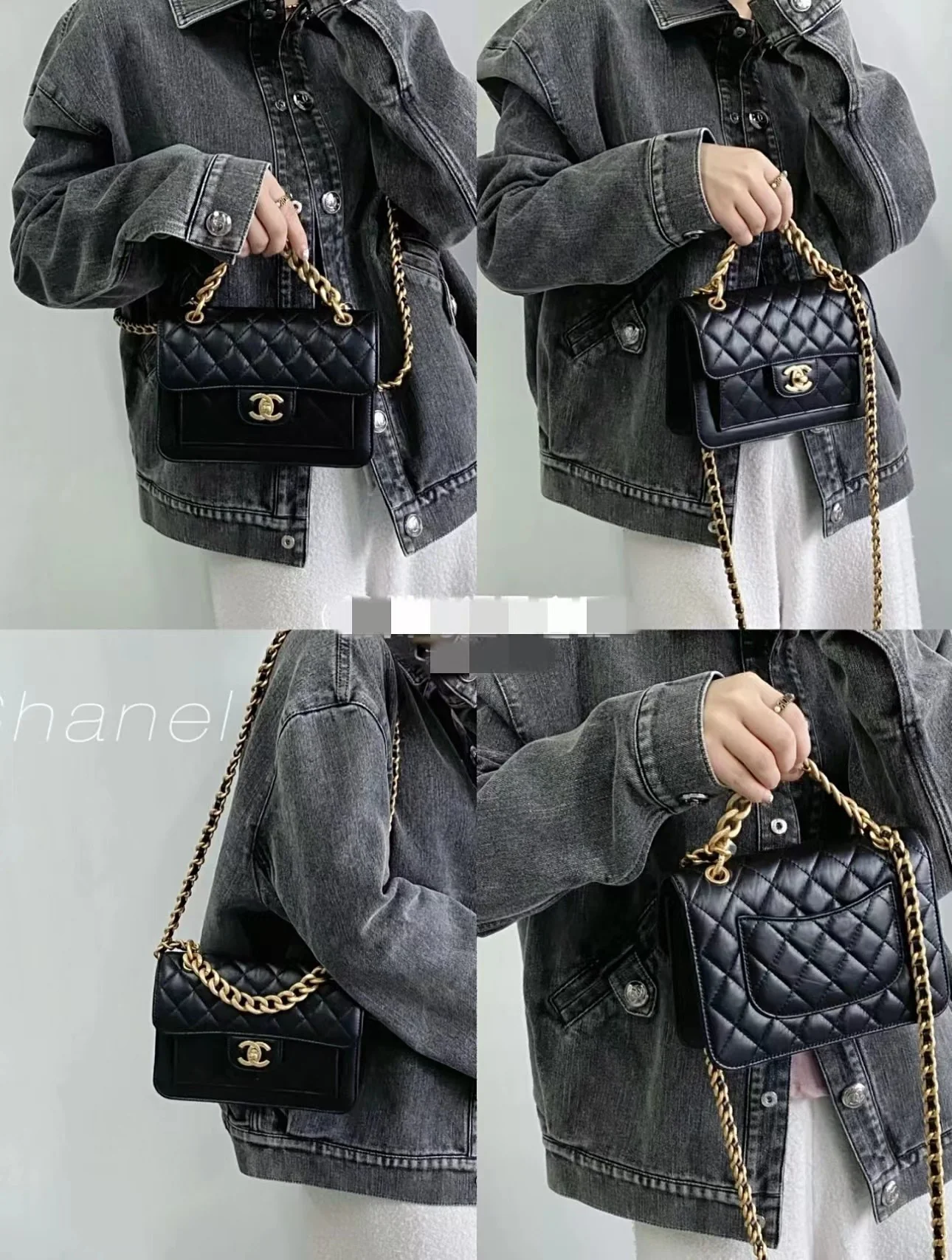 Новинка сезона весна/лето 2023 от Chanel - кожаная сумка Tofu Reissue - фотографии в действии.