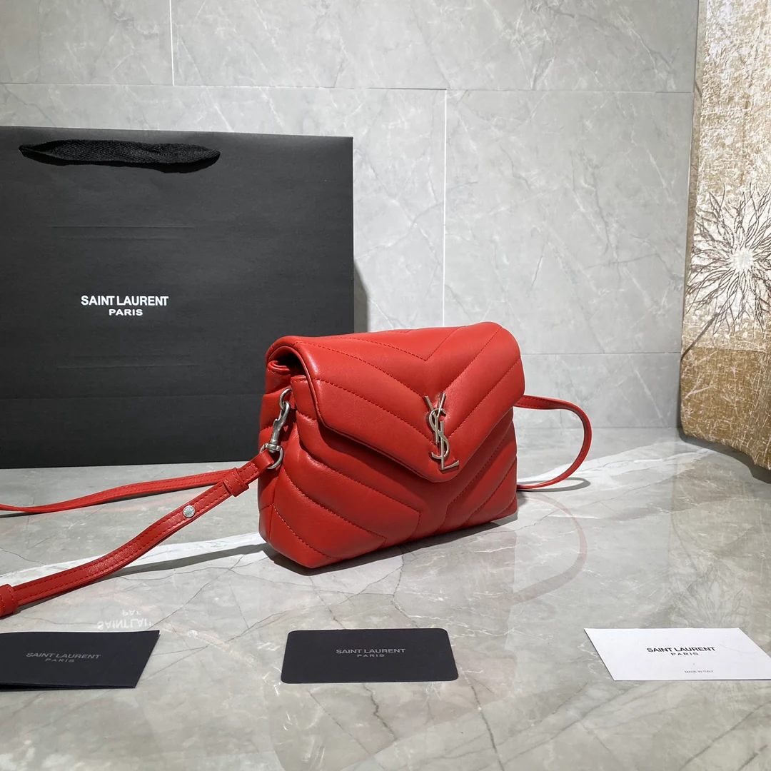 Мини-сумка через плечо YSL Loulou - красная
