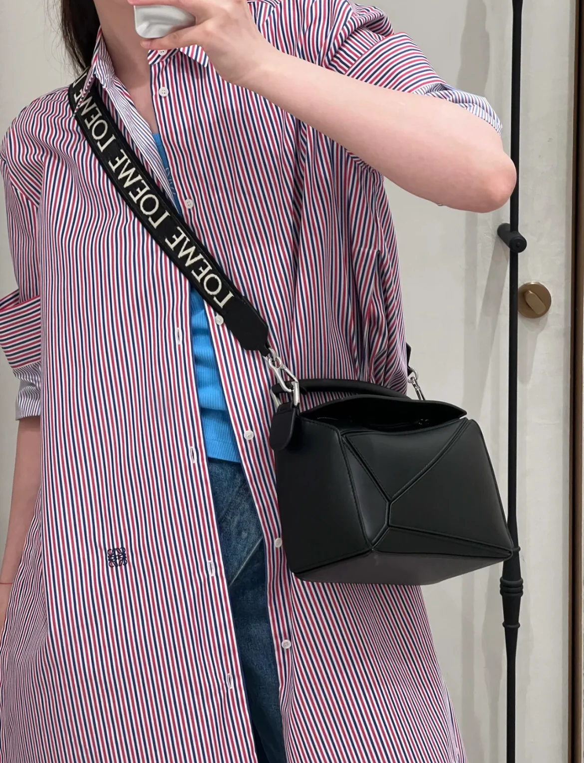 Loewe Puzzle Leather Satin Leather Black Small