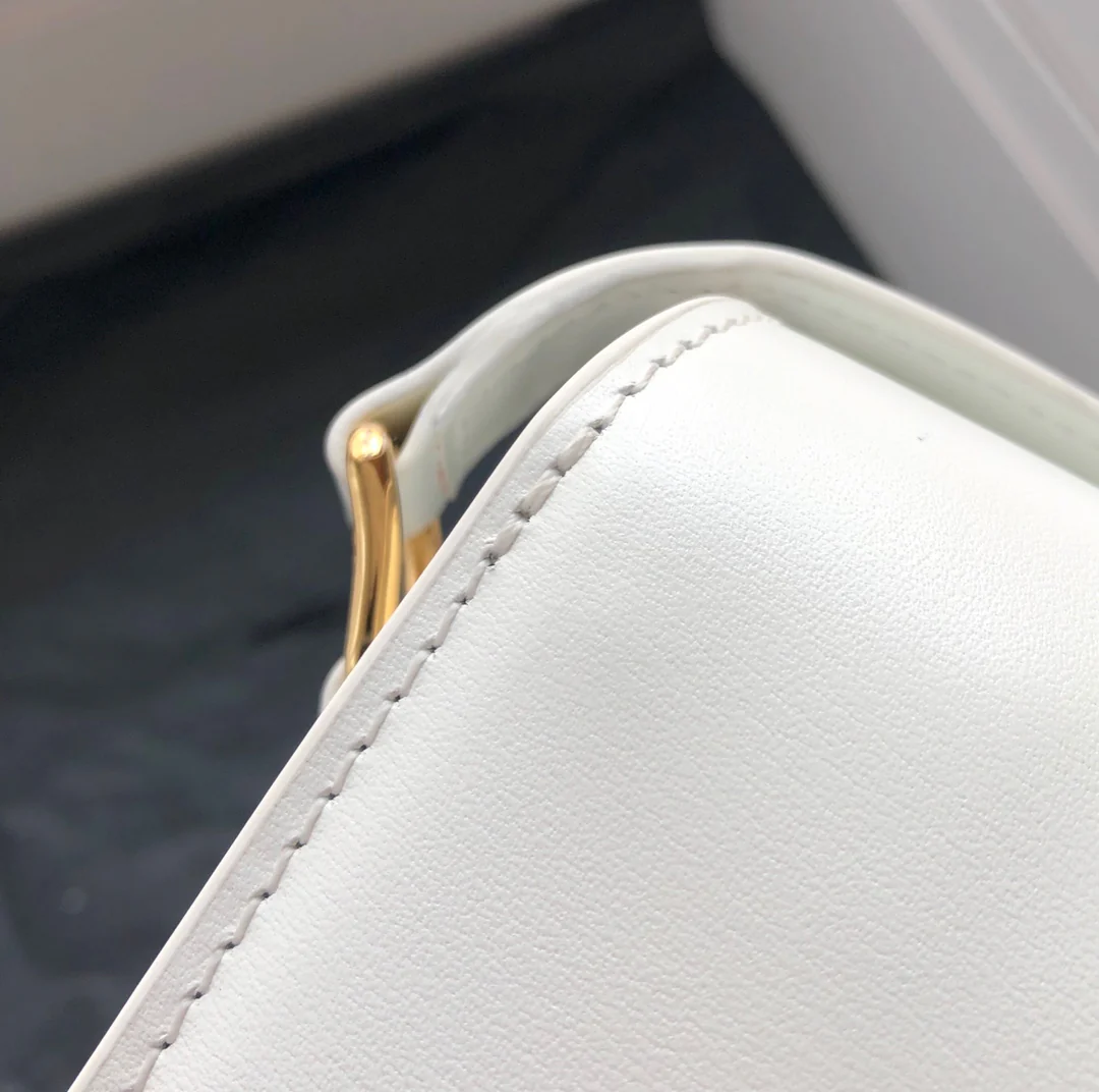Celine Triomphe Medium Calfkin White
