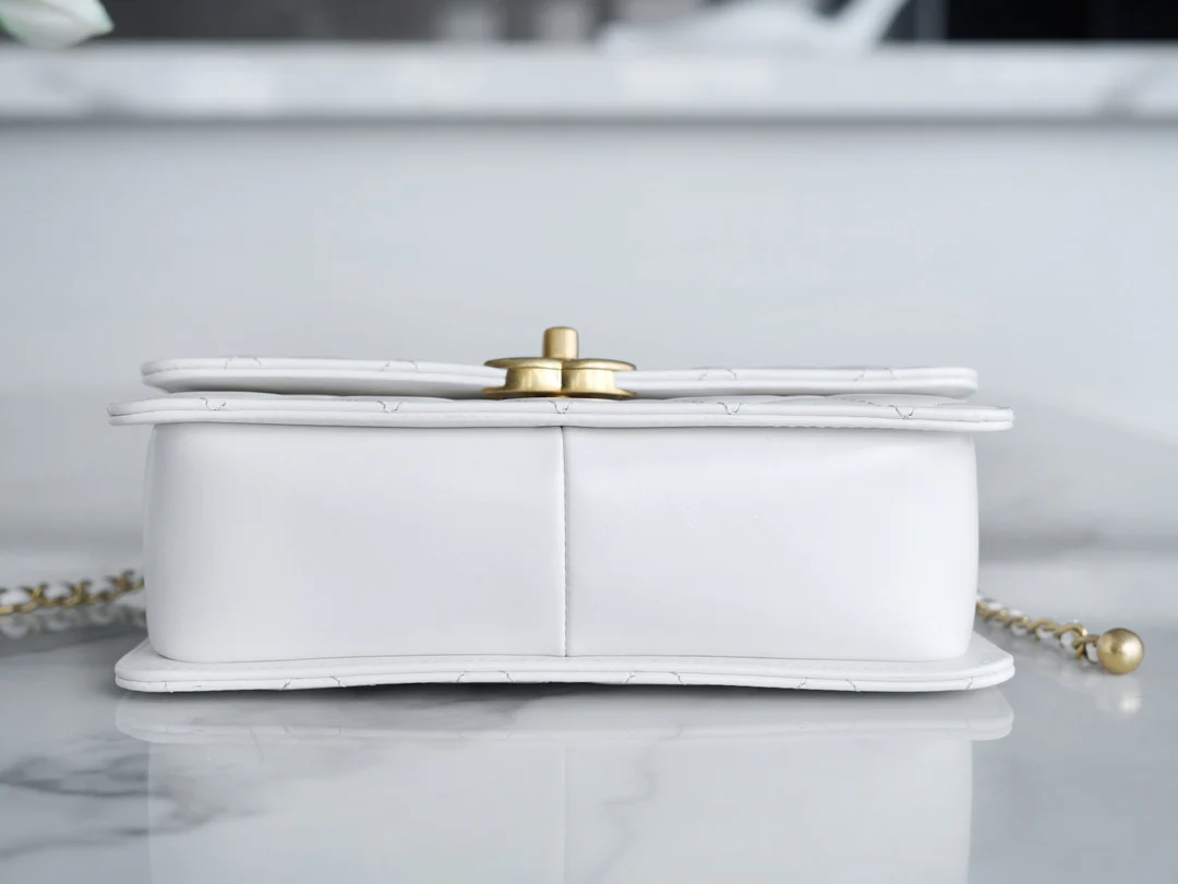 Chanel 24c Double Gold Ball CF Mini 19 White 1